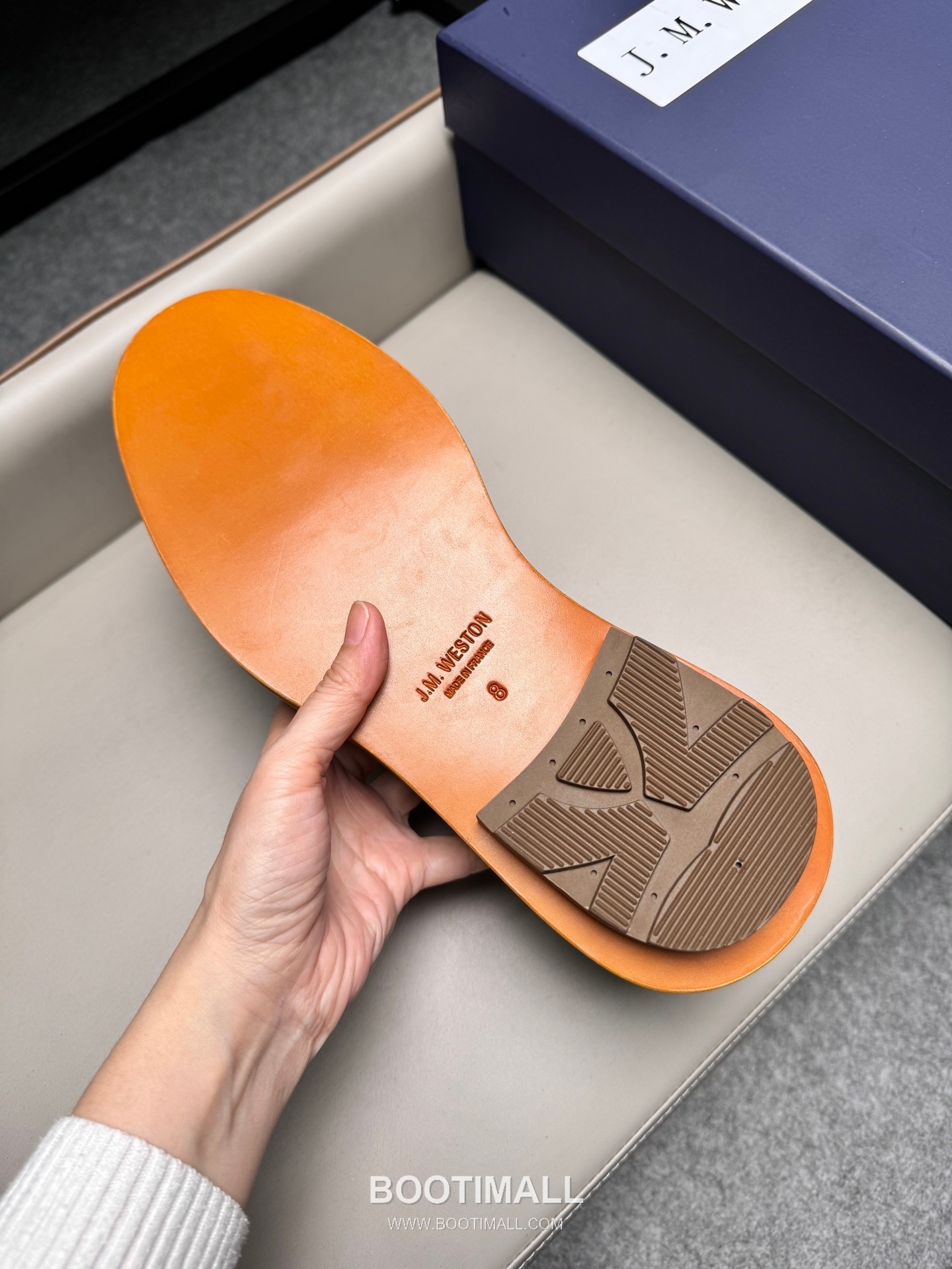 J.M.Weston Penny Calfskin Suede Leather Loafer Shoes with Hand Stitch Detail 제이엠웨스턴 페니 카프스킨 스웨이드 레더 로퍼 슈즈 2.5cm 9