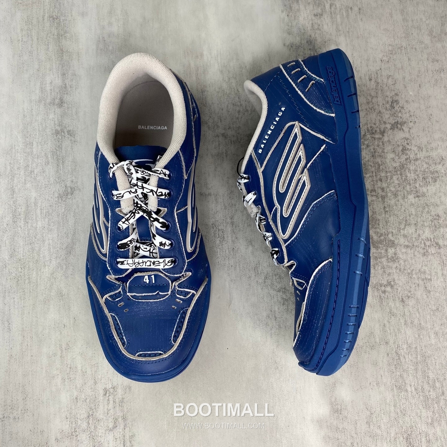 Balenciaga Hampton Leather Low Sneakers with Distressed Stitching Logo Detail 발렌시아가 햄튼 레더 로우 스니커즈 디스트레스드 스티치 로고 디테일 3cm 3