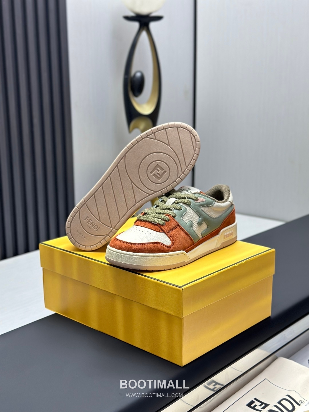 Fendi Match Suede Calfskin Leather Low Sneakers with FF Stitch Logo Embossed Sole Detail 펜디 매치 스웨이드 카프스킨 레더 로우 스니커즈 FF 스티치 로고 엠보싱 솔 디테일 3cm 6