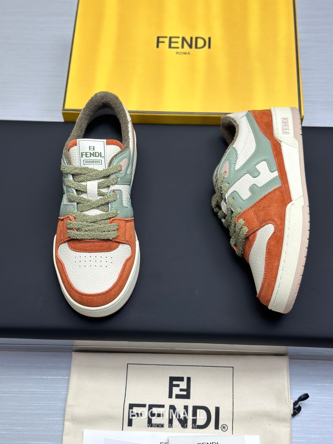 Fendi Match Suede Calfskin Leather Low Sneakers with FF Stitch Logo Embossed Sole Detail 펜디 매치 스웨이드 카프스킨 레더 로우 스니커즈 FF 스티치 로고 엠보싱 솔 디테일 3cm 8