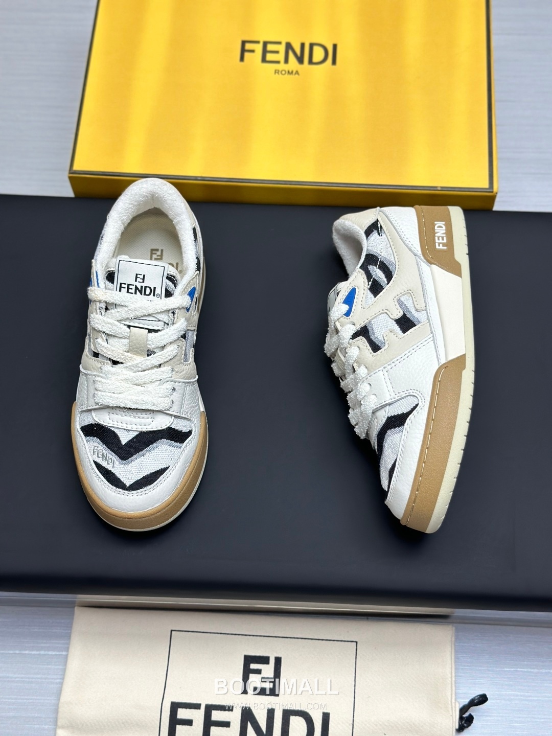 Fendi Match Suede Calfskin Leather Low Sneakers with FF Stitch Logo Rubber Sole Detail 펜디 매치 스웨이드 카프스킨 레더 로우 스니커즈 FF 스티치 로고 러버솔 디테일 3cm 8