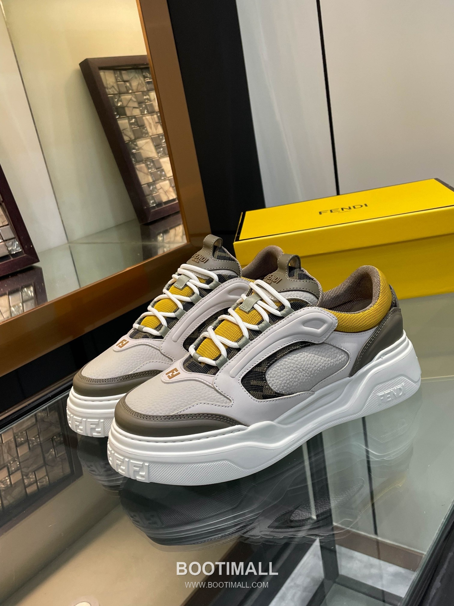 Fendi Force Full Grain Leather Platform Low Sneakers with FF Jacquard Logo Detail 펜디 포스 풀그레인 레더 플랫폼 로우 스니커즈 FF 자카드 로고 디테일 5cm 1