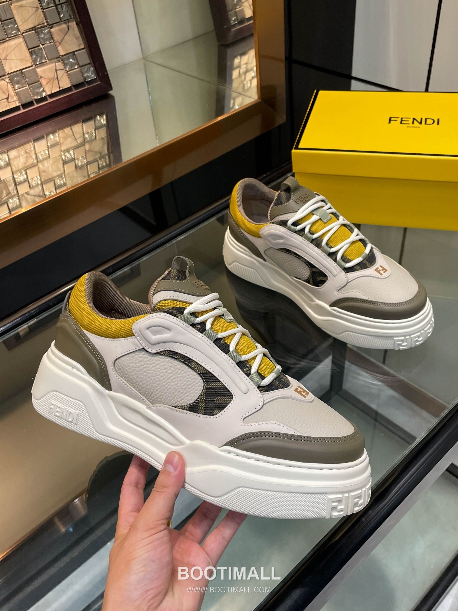 Fendi Force Full Grain Leather Platform Low Sneakers with FF Jacquard Logo Detail 펜디 포스 풀그레인 레더 플랫폼 로우 스니커즈 FF 자카드 로고 디테일 5cm 2