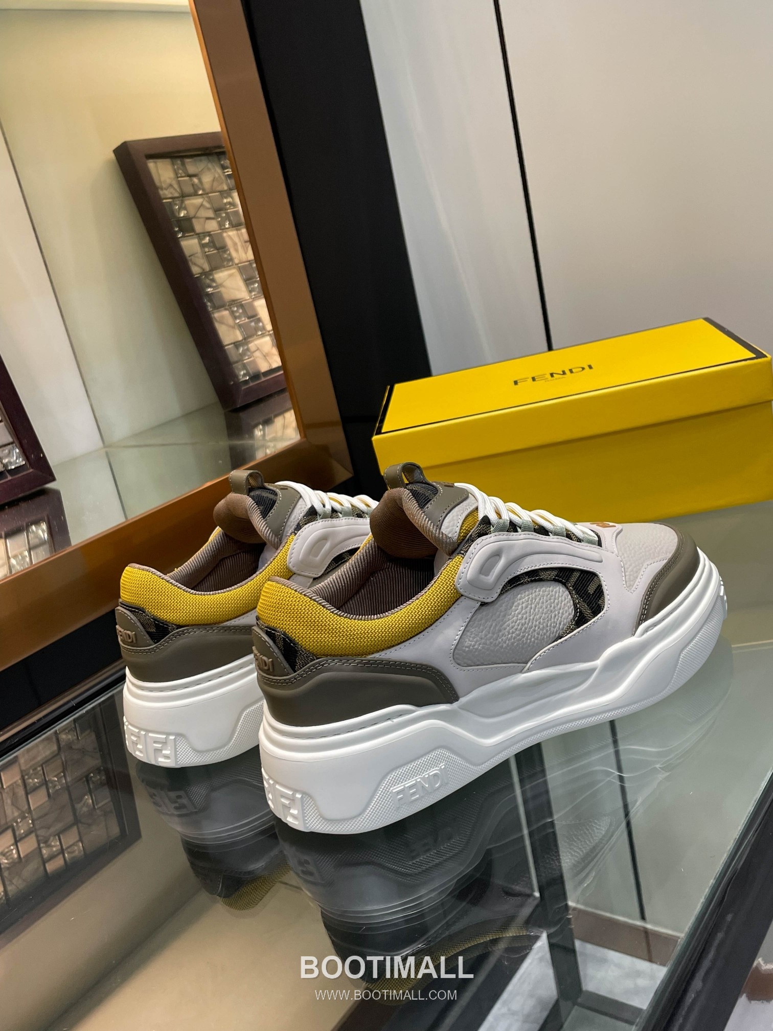 Fendi Force Full Grain Leather Platform Low Sneakers with FF Jacquard Logo Detail 펜디 포스 풀그레인 레더 플랫폼 로우 스니커즈 FF 자카드 로고 디테일 5cm 3