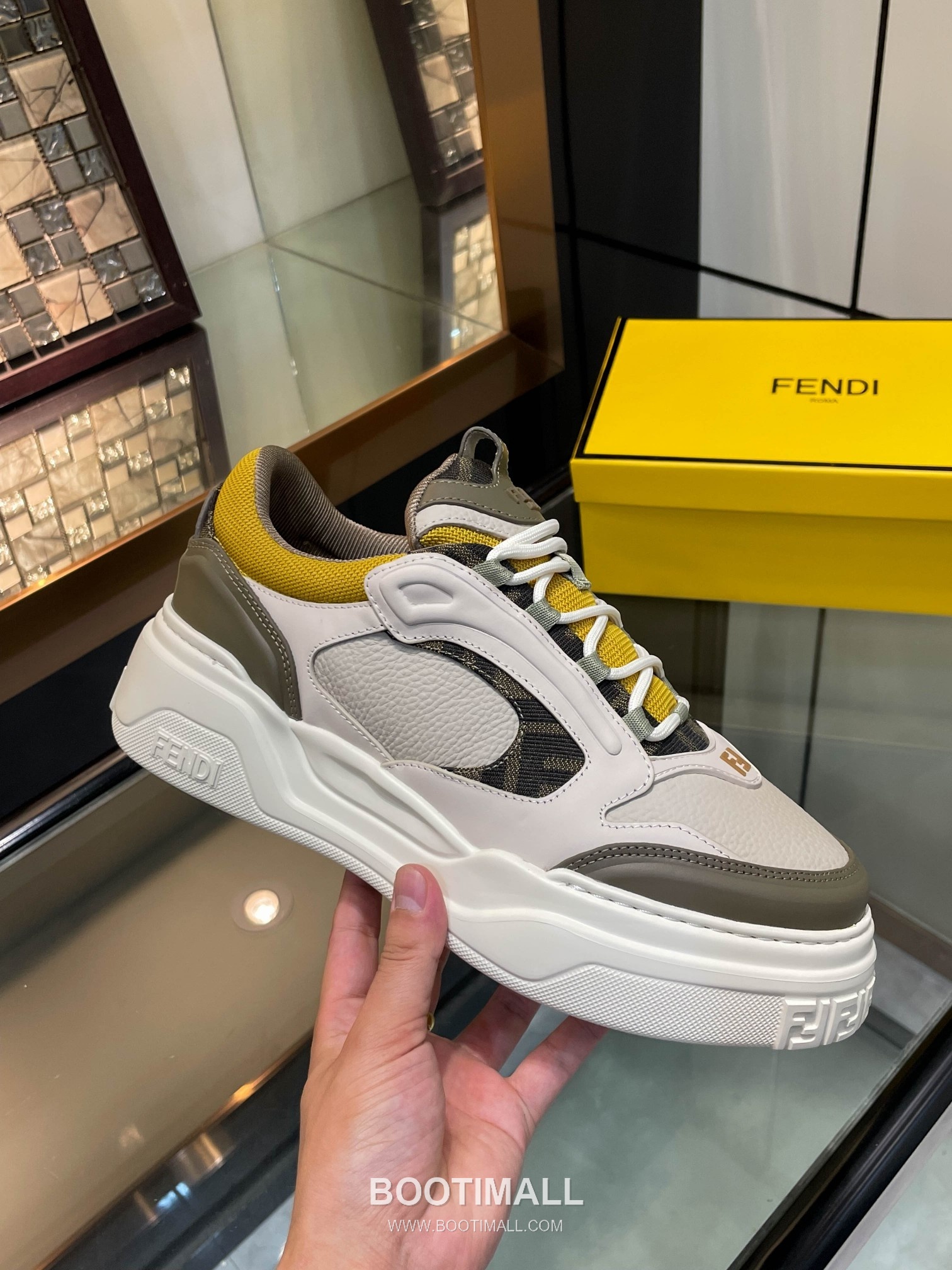 Fendi Force Full Grain Leather Platform Low Sneakers with FF Jacquard Logo Detail 펜디 포스 풀그레인 레더 플랫폼 로우 스니커즈 FF 자카드 로고 디테일 5cm 5