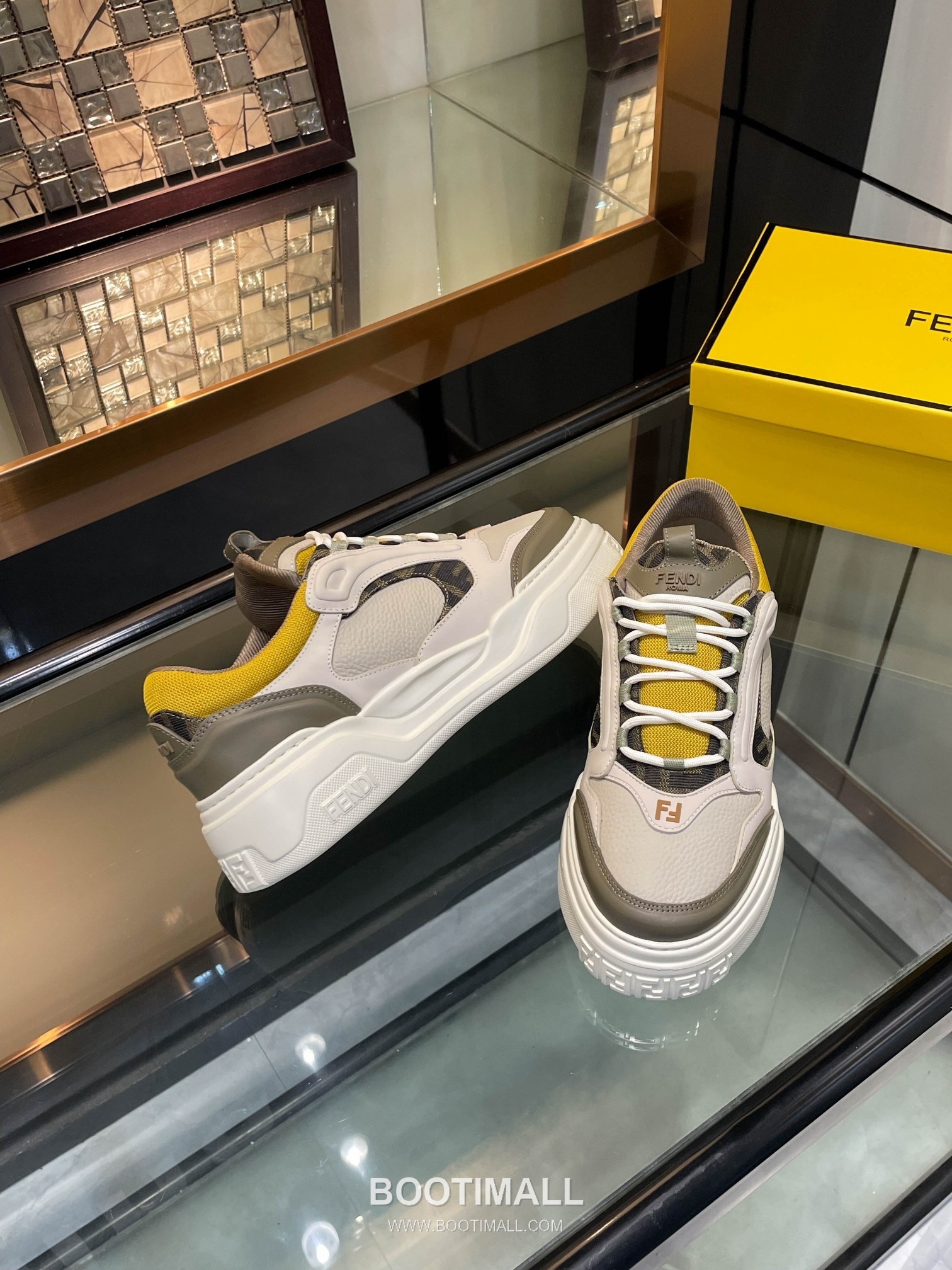 Fendi Force Full Grain Leather Platform Low Sneakers with FF Jacquard Logo Detail 펜디 포스 풀그레인 레더 플랫폼 로우 스니커즈 FF 자카드 로고 디테일 5cm 6