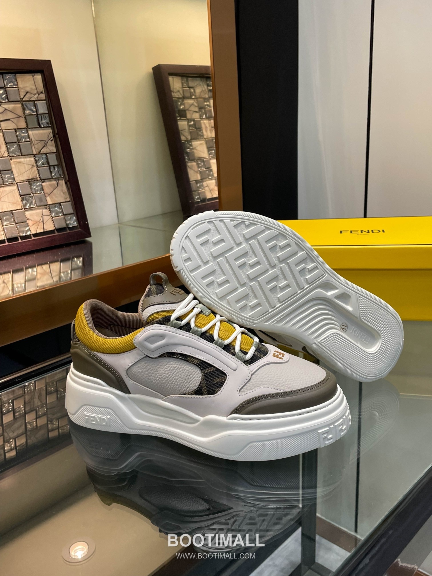 Fendi Force Full Grain Leather Platform Low Sneakers with FF Jacquard Logo Detail 펜디 포스 풀그레인 레더 플랫폼 로우 스니커즈 FF 자카드 로고 디테일 5cm 9