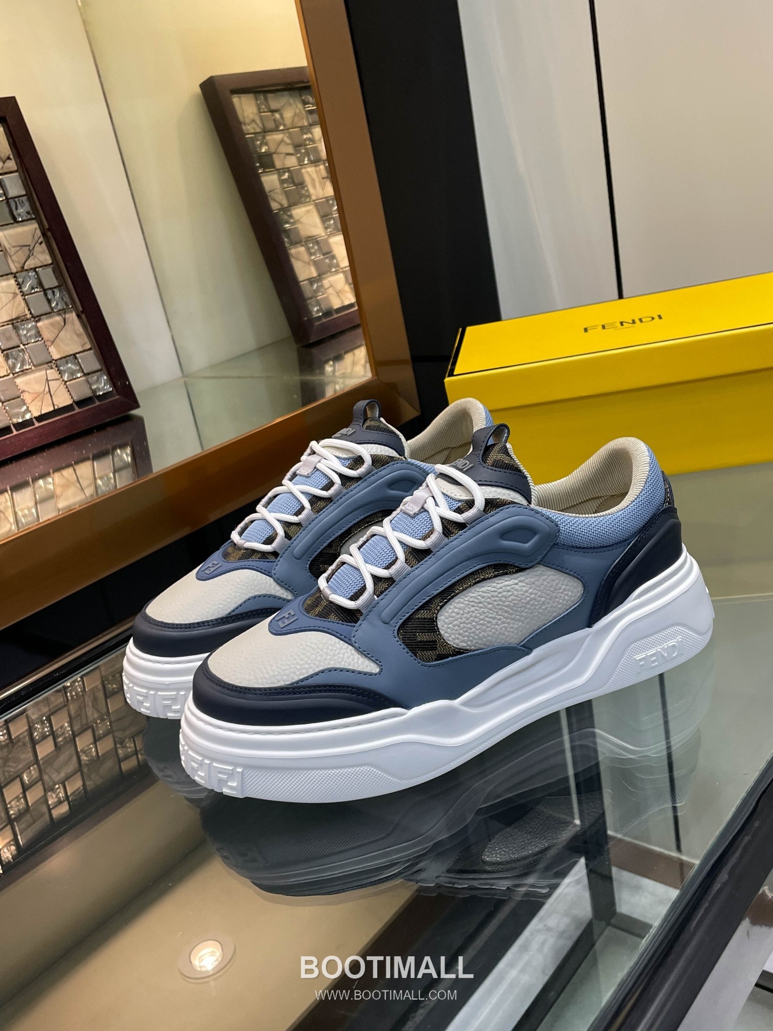 Fendi Force Full Grain Leather Platform Low Sneakers with FF Jacquard Logo Detail 펜디 포스 풀그레인 레더 플랫폼 로우 스니커즈 FF 자카드 로고 디테일 5cm 1