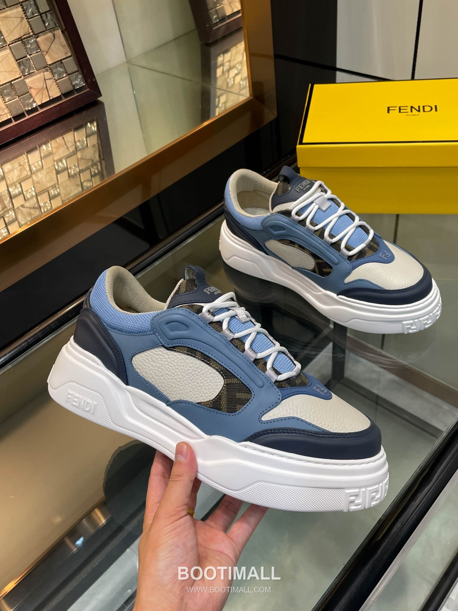 Fendi Force Full Grain Leather Platform Low Sneakers with FF Jacquard Logo Detail 펜디 포스 풀그레인 레더 플랫폼 로우 스니커즈 FF 자카드 로고 디테일 5cm 2