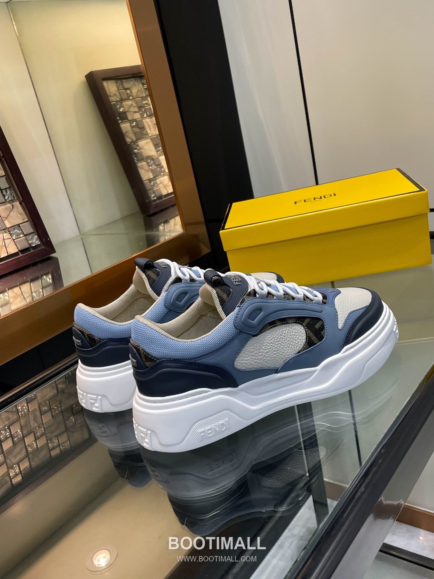 Fendi Force Full Grain Leather Platform Low Sneakers with FF Jacquard Logo Detail 펜디 포스 풀그레인 레더 플랫폼 로우 스니커즈 FF 자카드 로고 디테일 5cm 6