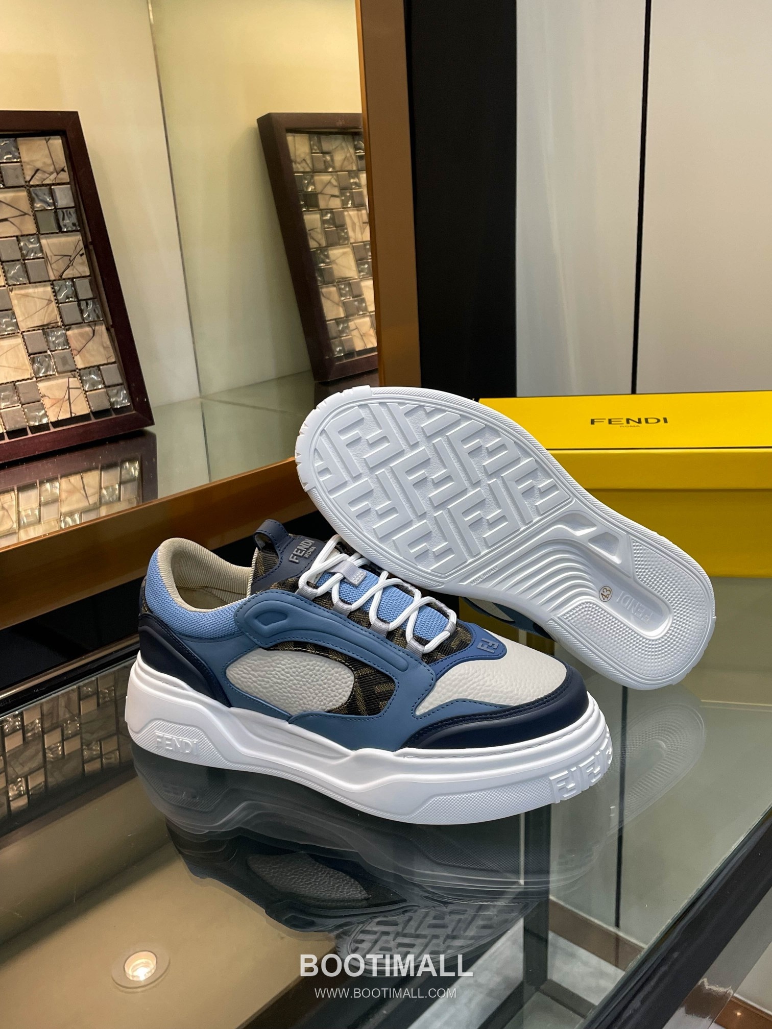 Fendi Force Full Grain Leather Platform Low Sneakers with FF Jacquard Logo Detail 펜디 포스 풀그레인 레더 플랫폼 로우 스니커즈 FF 자카드 로고 디테일 5cm 9