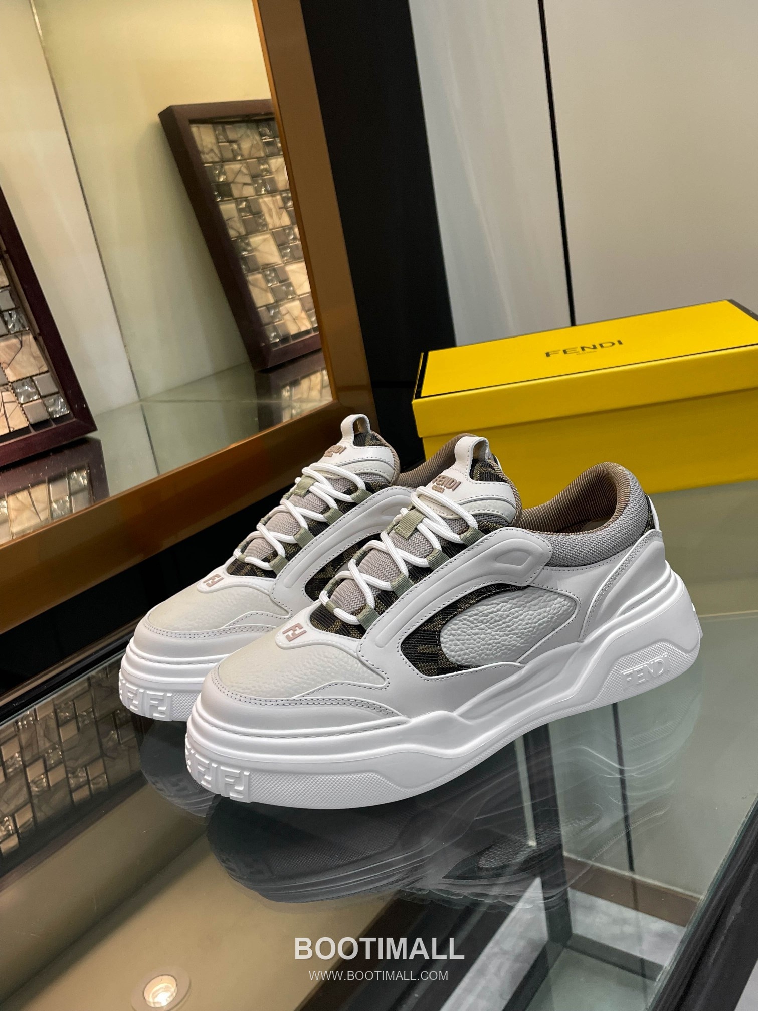 Fendi Force Full Grain Leather Platform Low Sneakers with FF Jacquard Logo Detail 펜디 포스 풀그레인 레더 플랫폼 로우 스니커즈 FF 자카드 로고 디테일 5cm 1