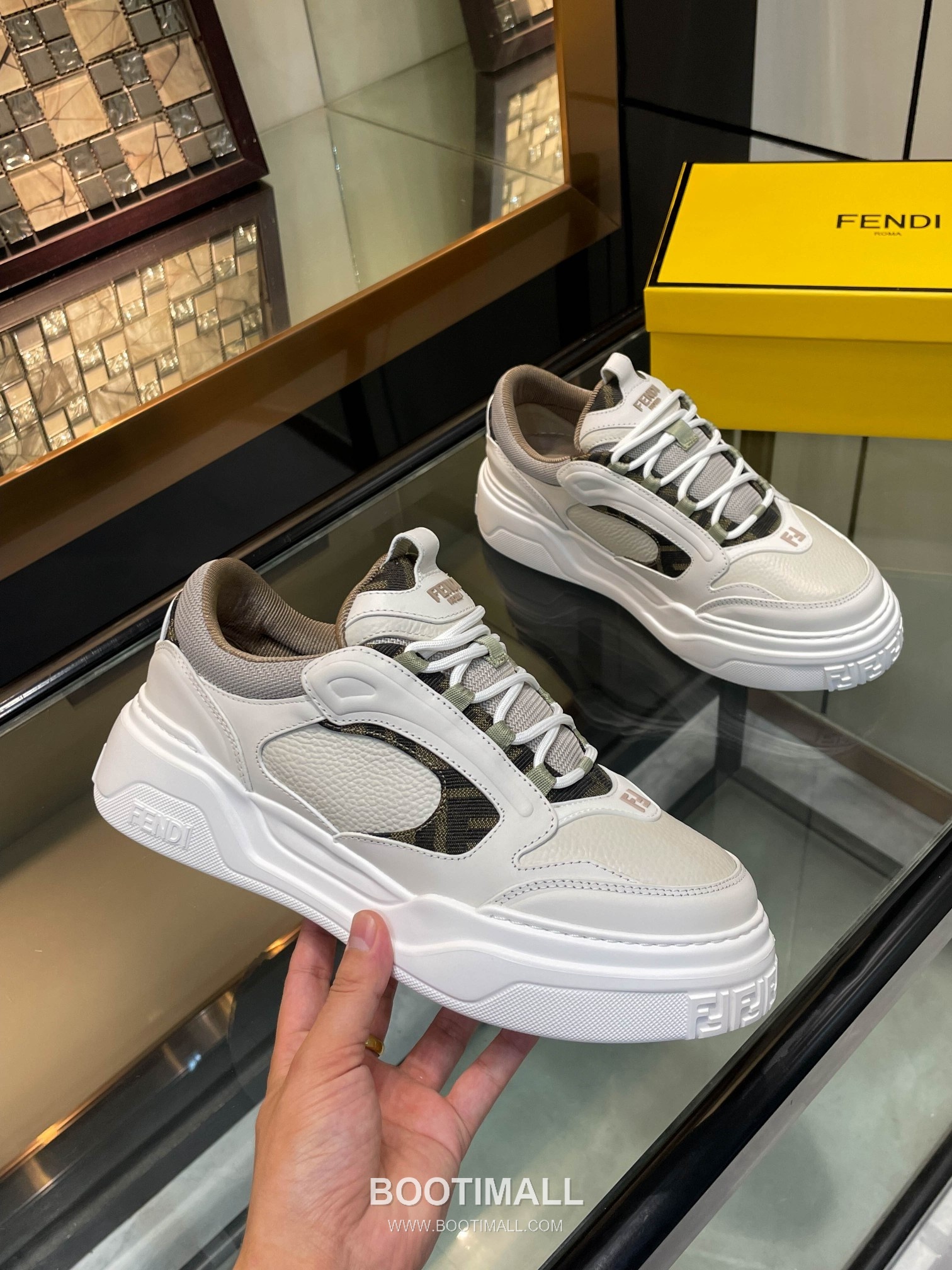 Fendi Force Full Grain Leather Platform Low Sneakers with FF Jacquard Logo Detail 펜디 포스 풀그레인 레더 플랫폼 로우 스니커즈 FF 자카드 로고 디테일 5cm 2