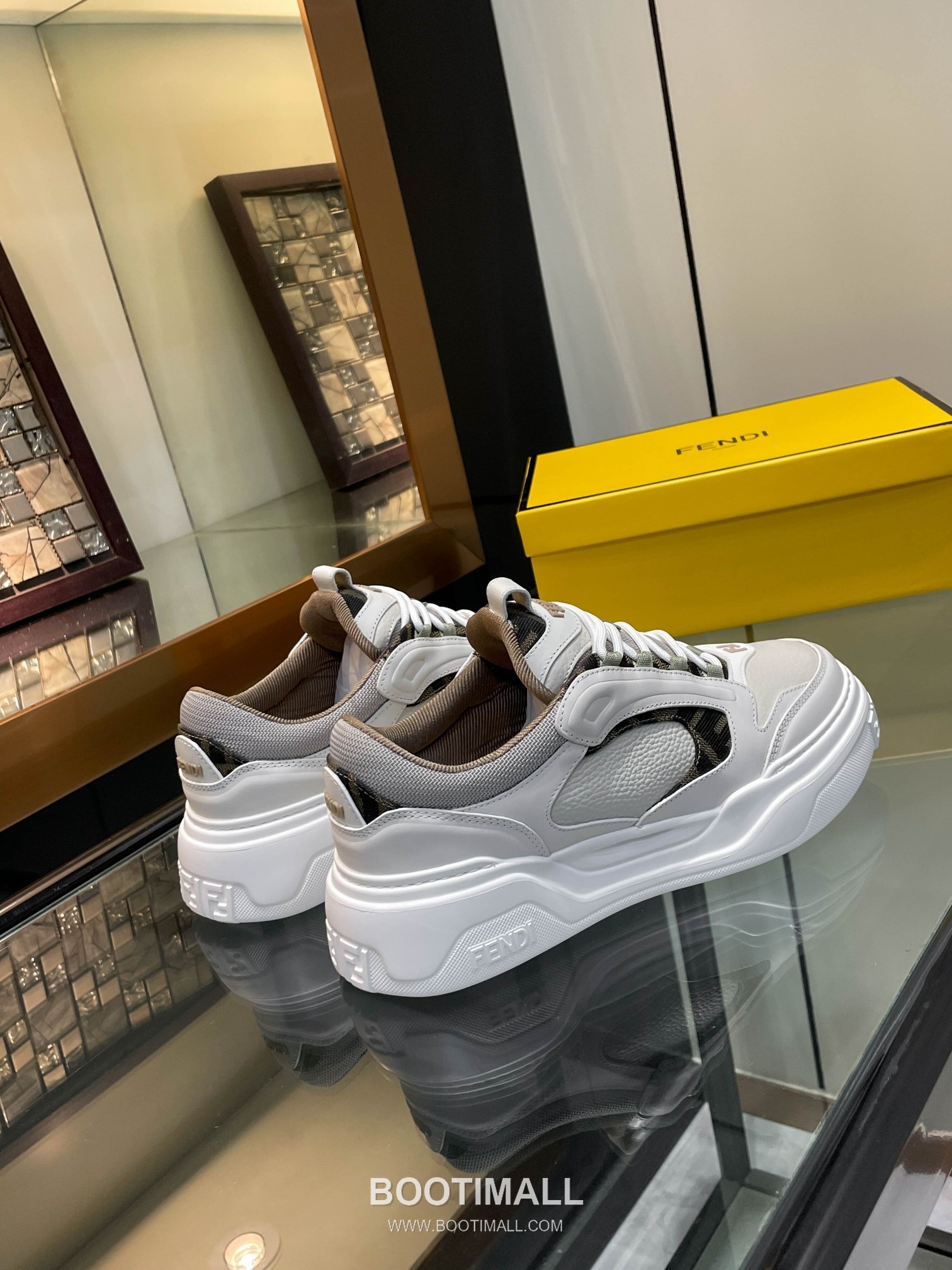 Fendi Force Full Grain Leather Platform Low Sneakers with FF Jacquard Logo Detail 펜디 포스 풀그레인 레더 플랫폼 로우 스니커즈 FF 자카드 로고 디테일 5cm 3