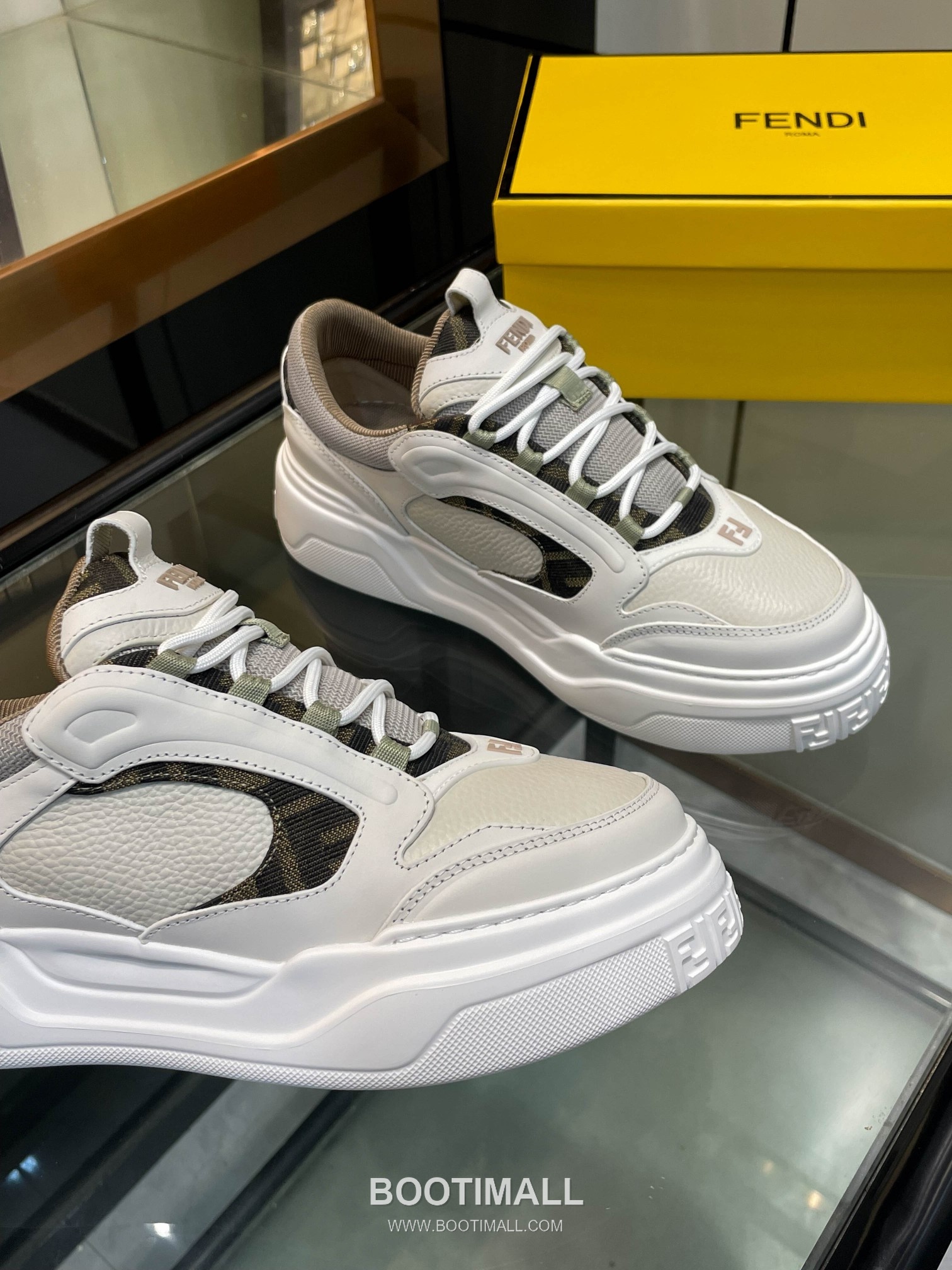 Fendi Force Full Grain Leather Platform Low Sneakers with FF Jacquard Logo Detail 펜디 포스 풀그레인 레더 플랫폼 로우 스니커즈 FF 자카드 로고 디테일 5cm 6