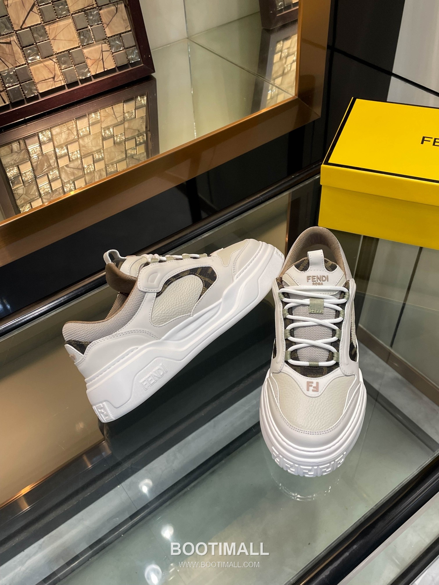 Fendi Force Full Grain Leather Platform Low Sneakers with FF Jacquard Logo Detail 펜디 포스 풀그레인 레더 플랫폼 로우 스니커즈 FF 자카드 로고 디테일 5cm 7