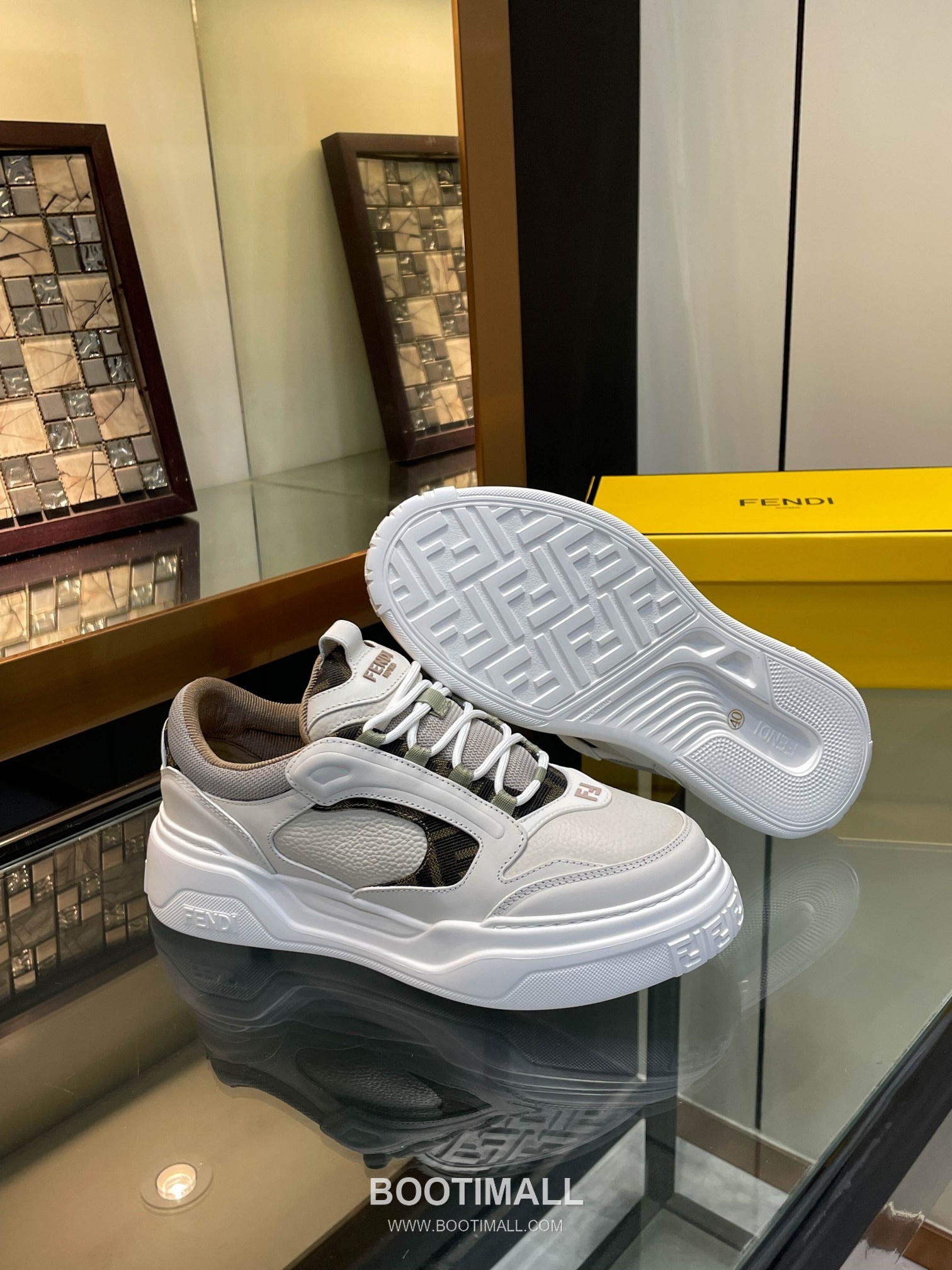 Fendi Force Full Grain Leather Platform Low Sneakers with FF Jacquard Logo Detail 펜디 포스 풀그레인 레더 플랫폼 로우 스니커즈 FF 자카드 로고 디테일 5cm 9