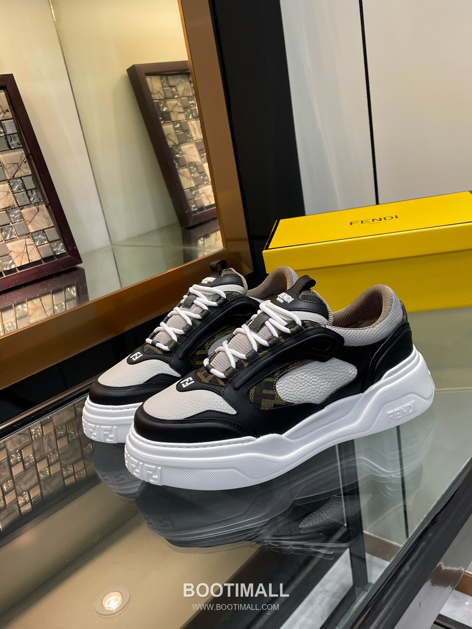 Fendi Force Full Grain Leather Platform Low Sneakers with FF Jacquard Logo Detail 펜디 포스 풀그레인 레더 플랫폼 로우 스니커즈 FF 자카드 로고 디테일 5cm 1