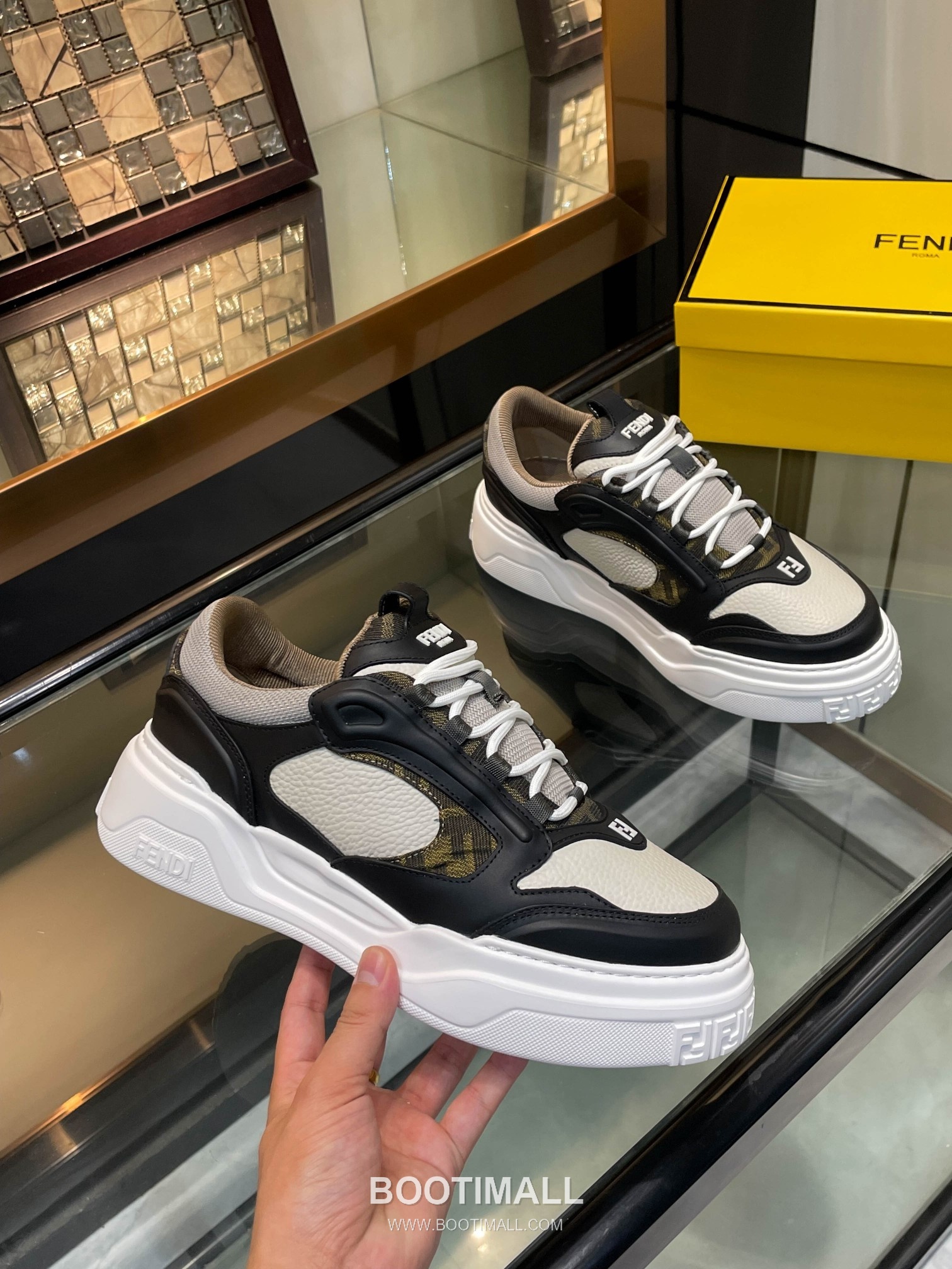 Fendi Force Full Grain Leather Platform Low Sneakers with FF Jacquard Logo Detail 펜디 포스 풀그레인 레더 플랫폼 로우 스니커즈 FF 자카드 로고 디테일 5cm 2