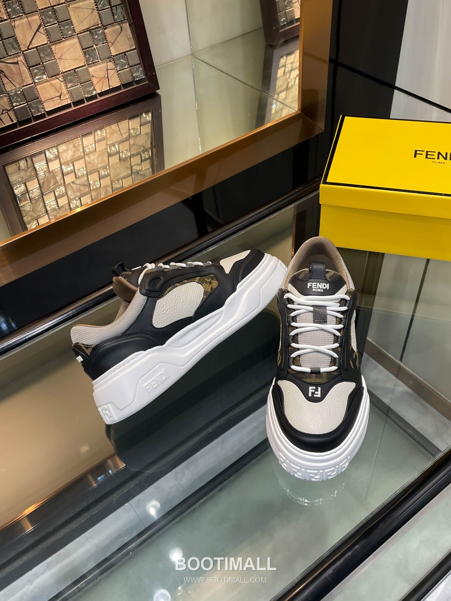 Fendi Force Full Grain Leather Platform Low Sneakers with FF Jacquard Logo Detail 펜디 포스 풀그레인 레더 플랫폼 로우 스니커즈 FF 자카드 로고 디테일 5cm 4