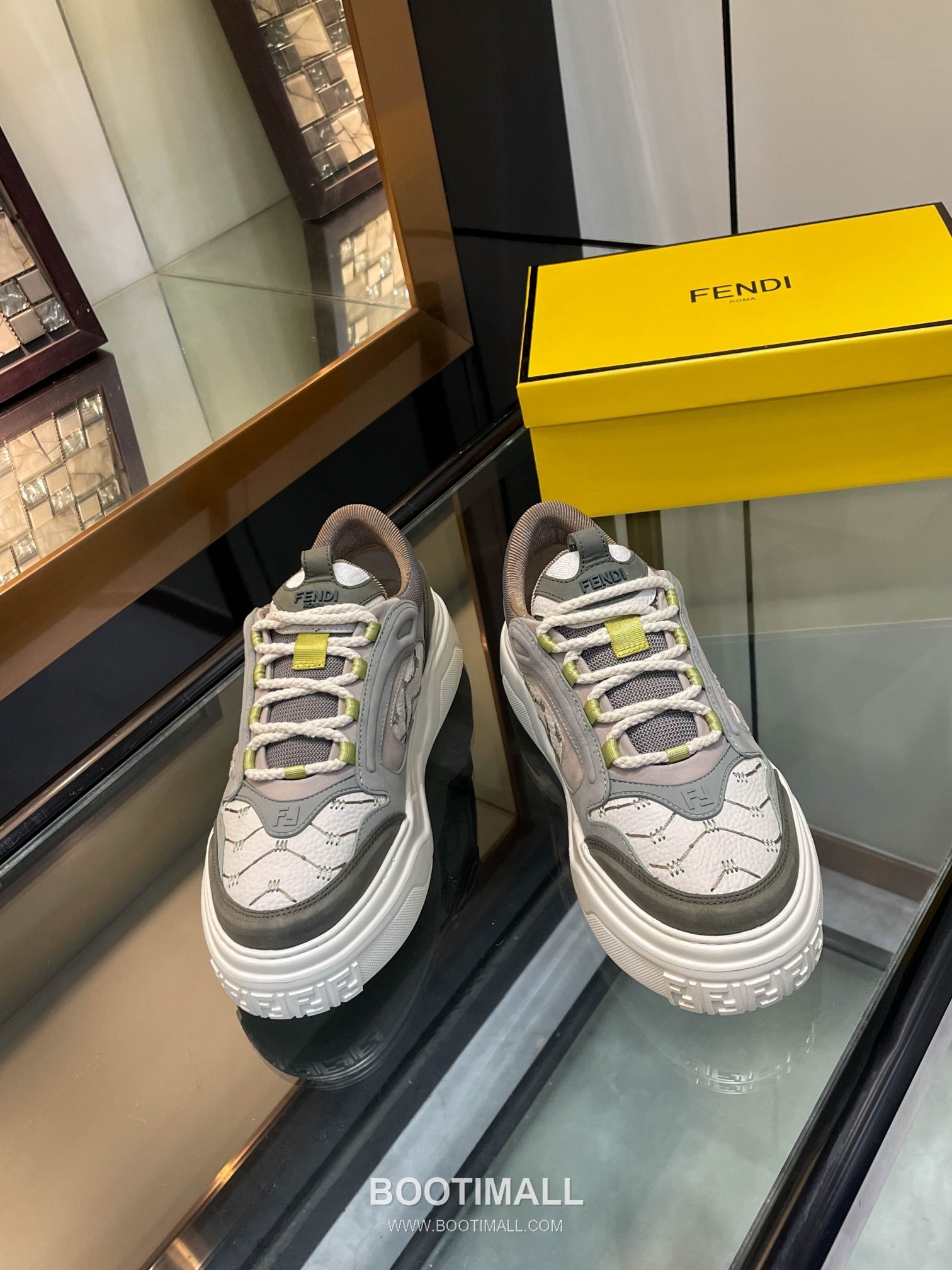 Fendi Force Full Grain Calfskin Leather Platform Low Sneakers with FF Jacquard Tech Fabric Detail 펜디 포스 풀그레인 카프스킨 레더 플랫폼 로우 스니커즈 FF 자카드 테크 패브릭 디테일 5cm 1