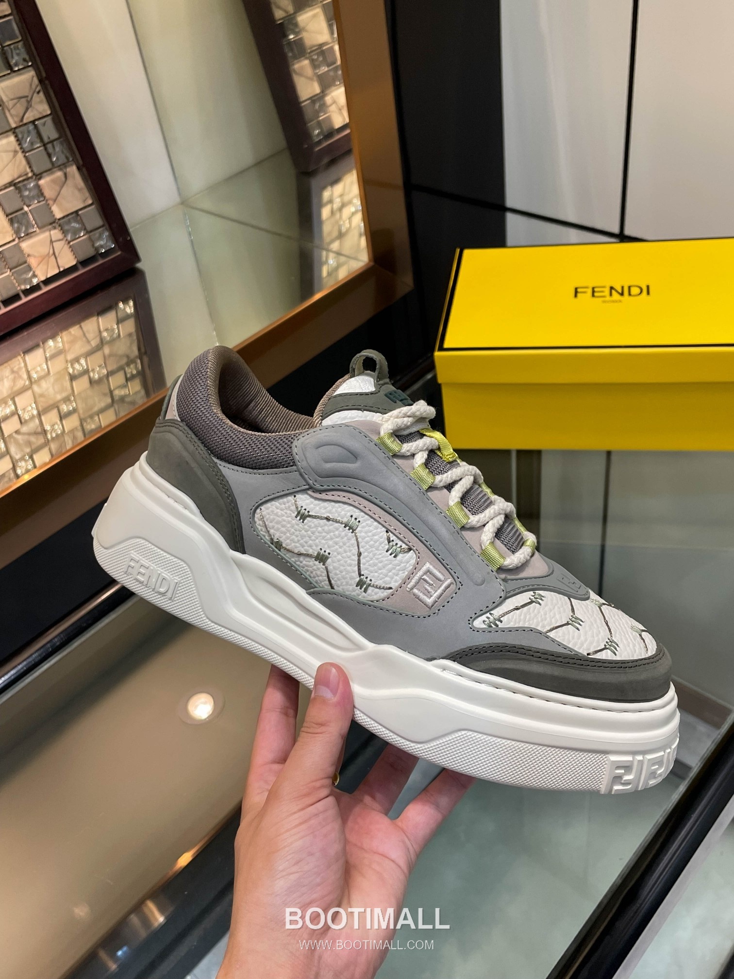 Fendi Force Full Grain Calfskin Leather Platform Low Sneakers with FF Jacquard Tech Fabric Detail 펜디 포스 풀그레인 카프스킨 레더 플랫폼 로우 스니커즈 FF 자카드 테크 패브릭 디테일 5cm 4