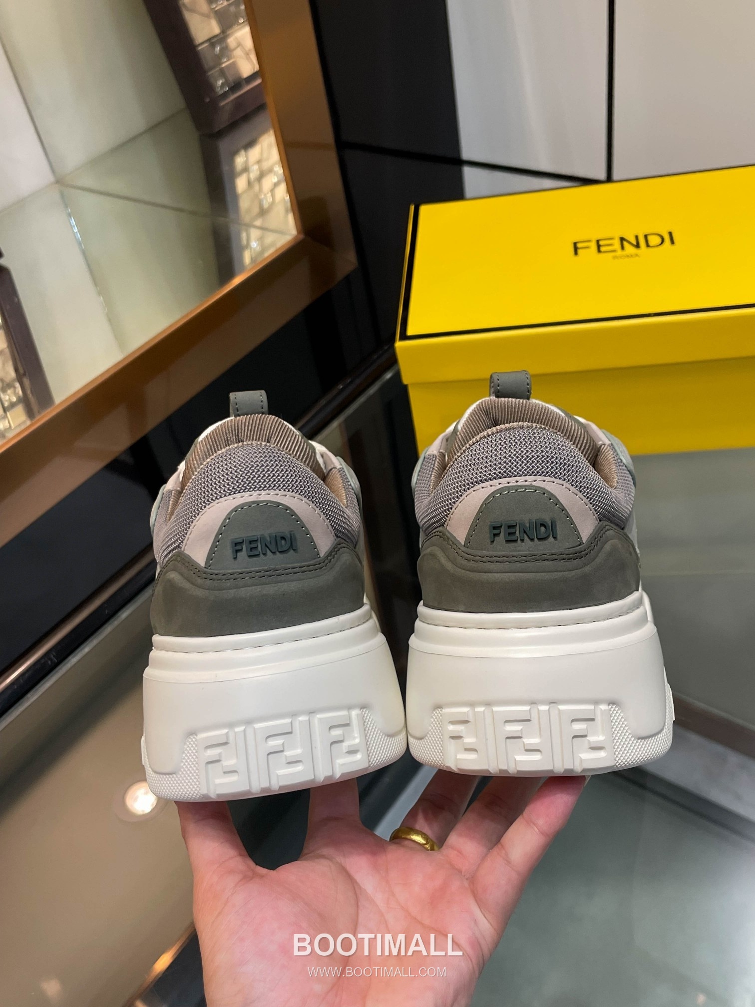 Fendi Force Full Grain Calfskin Leather Platform Low Sneakers with FF Jacquard Tech Fabric Detail 펜디 포스 풀그레인 카프스킨 레더 플랫폼 로우 스니커즈 FF 자카드 테크 패브릭 디테일 5cm 5