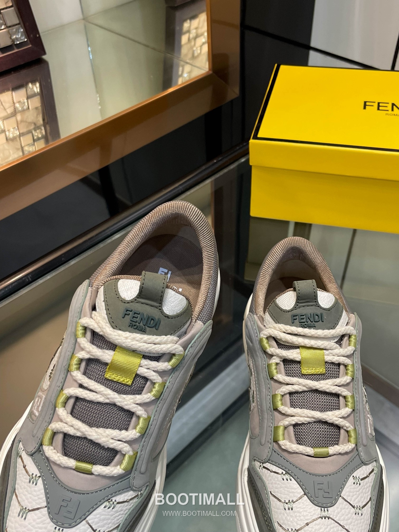 Fendi Force Full Grain Calfskin Leather Platform Low Sneakers with FF Jacquard Tech Fabric Detail 펜디 포스 풀그레인 카프스킨 레더 플랫폼 로우 스니커즈 FF 자카드 테크 패브릭 디테일 5cm 6