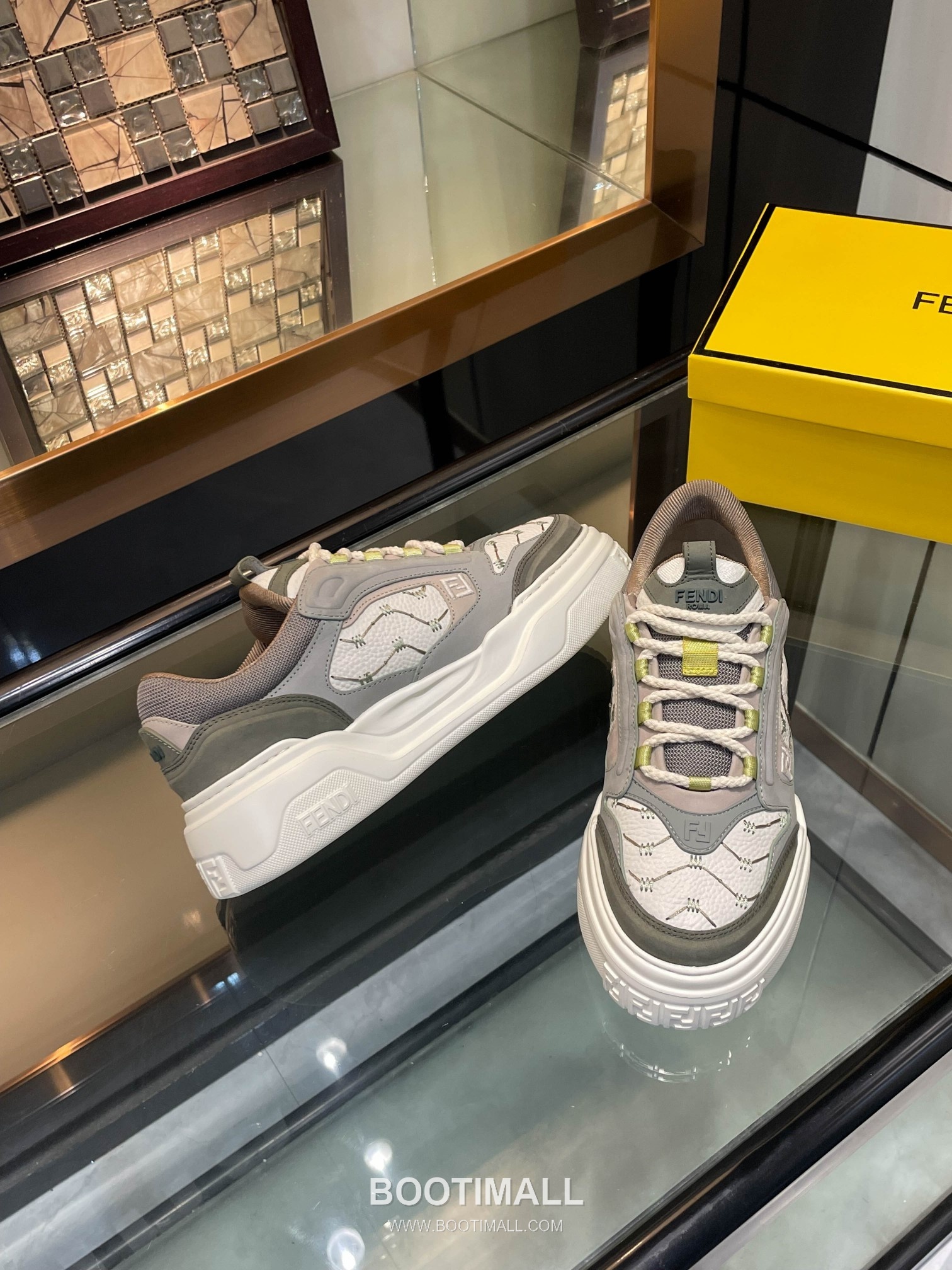 Fendi Force Full Grain Calfskin Leather Platform Low Sneakers with FF Jacquard Tech Fabric Detail 펜디 포스 풀그레인 카프스킨 레더 플랫폼 로우 스니커즈 FF 자카드 테크 패브릭 디테일 5cm 8