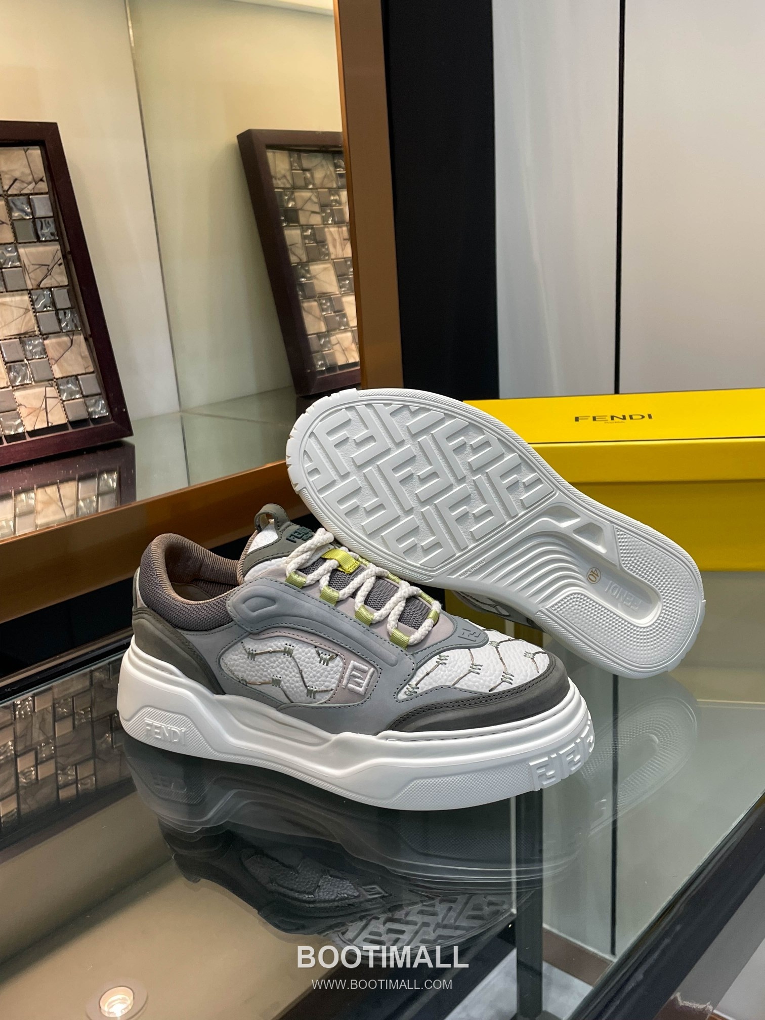 Fendi Force Full Grain Calfskin Leather Platform Low Sneakers with FF Jacquard Tech Fabric Detail 펜디 포스 풀그레인 카프스킨 레더 플랫폼 로우 스니커즈 FF 자카드 테크 패브릭 디테일 5cm 9