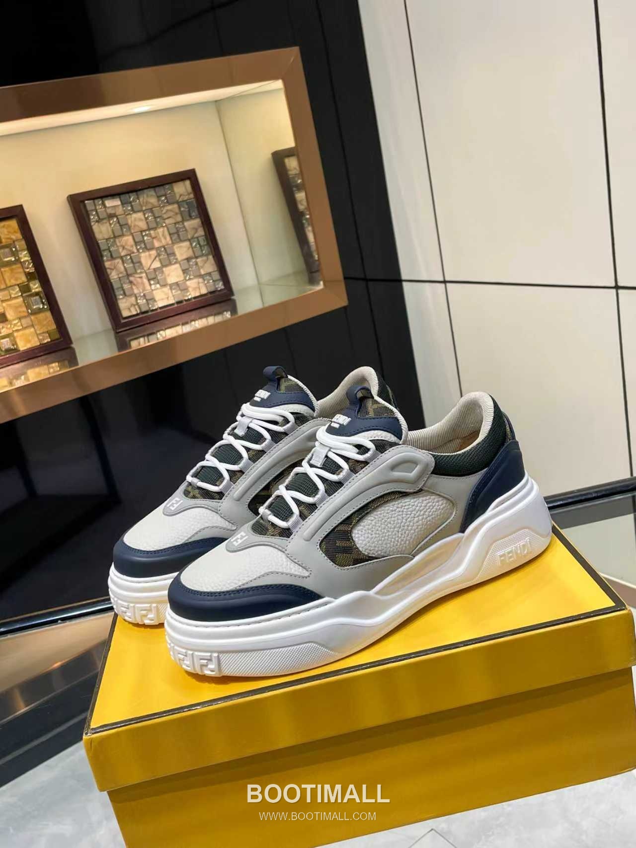 Fendi Force Full Grain Leather Platform Low Sneakers with FF Jacquard Logo Detail 펜디 포스 풀그레인 레더 플랫폼 로우 스니커즈 FF 자카드 로고 디테일 5cm 1