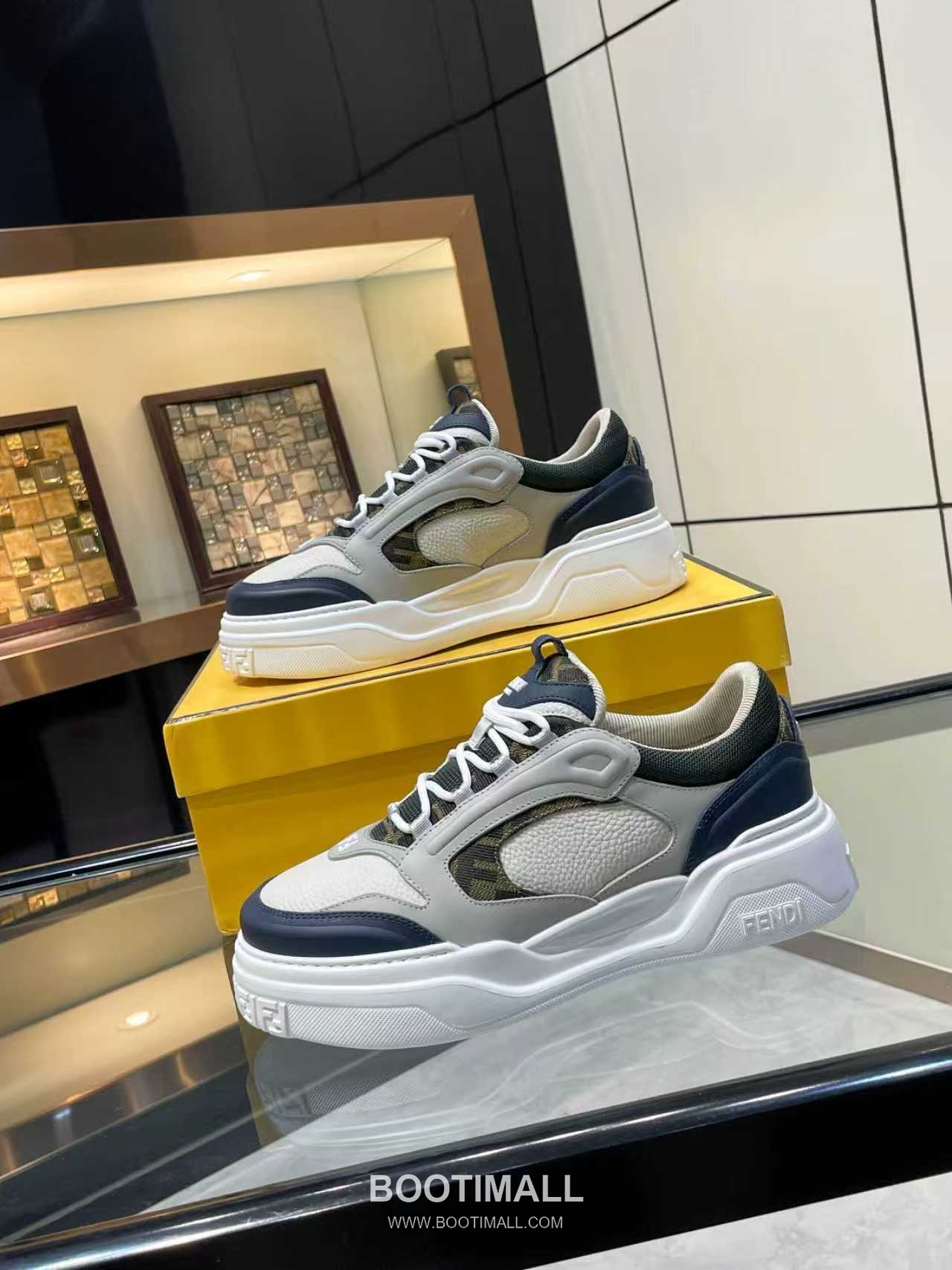 Fendi Force Full Grain Leather Platform Low Sneakers with FF Jacquard Logo Detail 펜디 포스 풀그레인 레더 플랫폼 로우 스니커즈 FF 자카드 로고 디테일 5cm 5