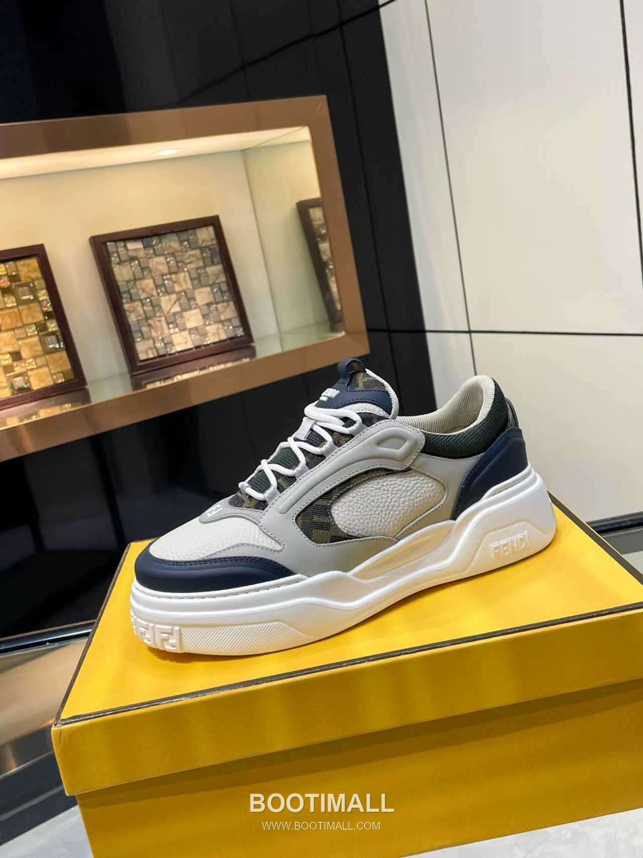 Fendi Force Full Grain Leather Platform Low Sneakers with FF Jacquard Logo Detail 펜디 포스 풀그레인 레더 플랫폼 로우 스니커즈 FF 자카드 로고 디테일 5cm 6