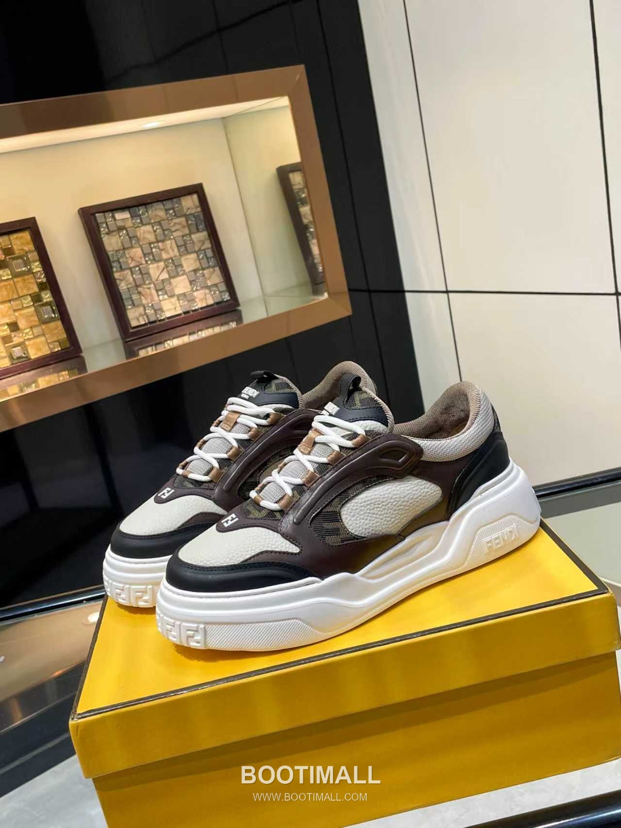 Fendi Force Full Grain Leather Platform Low Sneakers with FF Jacquard Logo Detail 펜디 포스 풀그레인 레더 플랫폼 로우 스니커즈 FF 자카드 로고 디테일 5cm 1