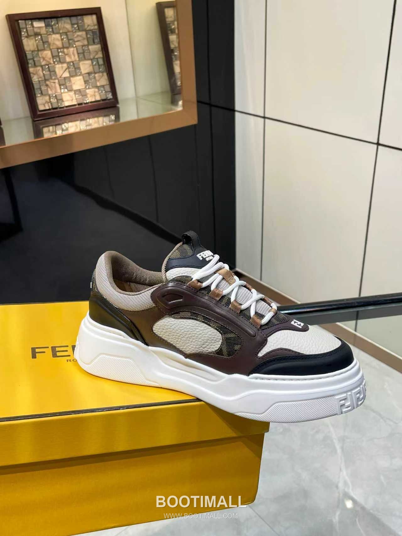 Fendi Force Full Grain Leather Platform Low Sneakers with FF Jacquard Logo Detail 펜디 포스 풀그레인 레더 플랫폼 로우 스니커즈 FF 자카드 로고 디테일 5cm 5