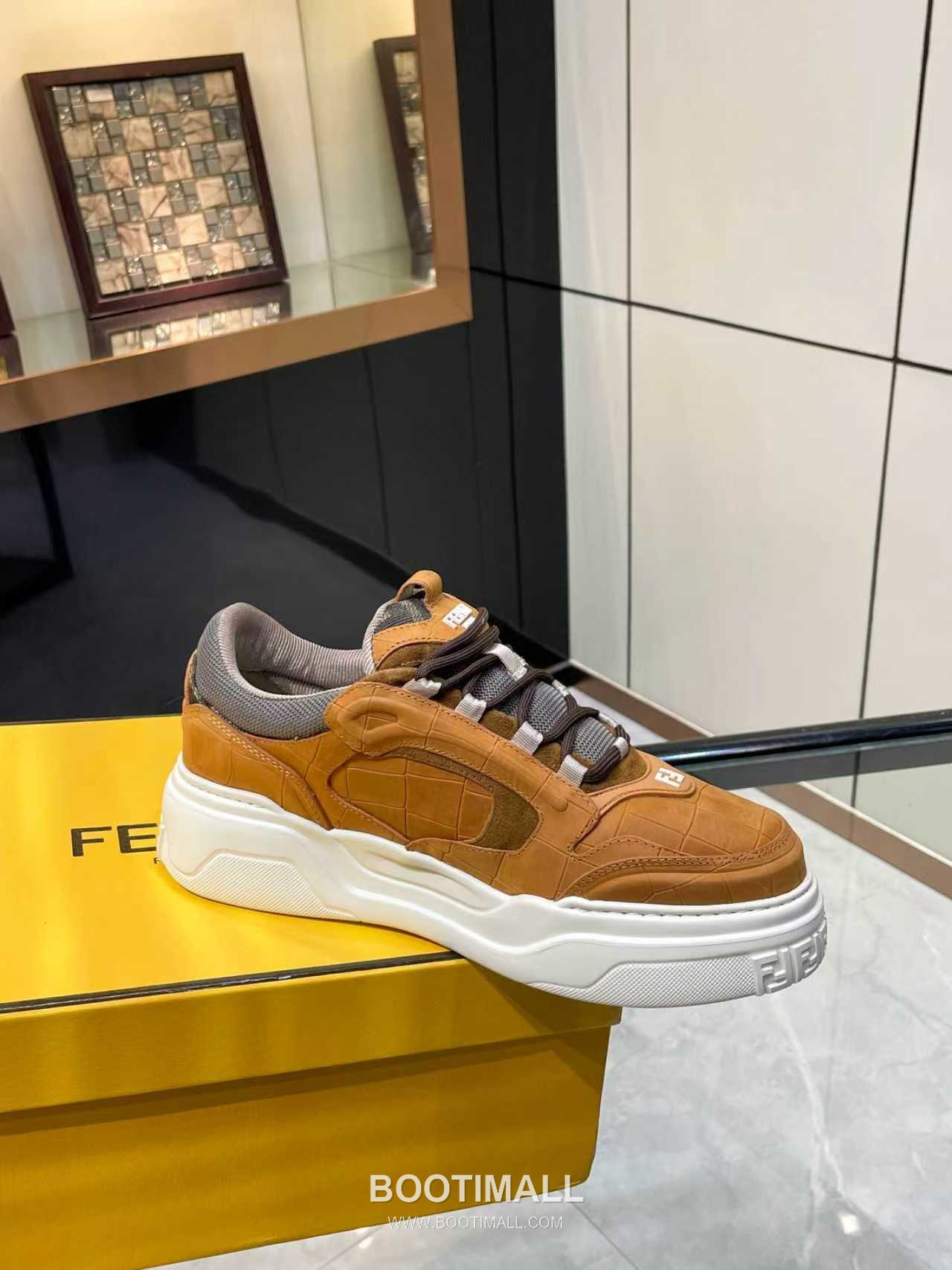 Fendi Force Full Grain Leather Platform Low Sneakers with FF Jacquard Logo Detail 펜디 포스 풀그레인 레더 플랫폼 로우 스니커즈 FF 자카드 로고 디테일 5cm 3