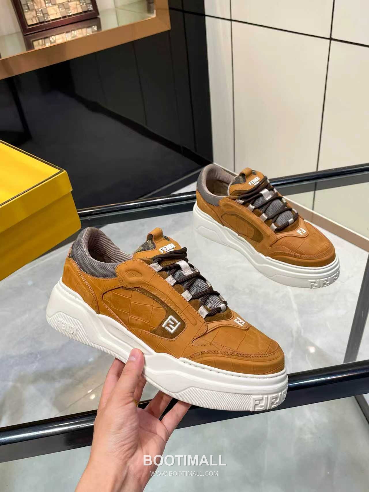 Fendi Force Full Grain Leather Platform Low Sneakers with FF Jacquard Logo Detail 펜디 포스 풀그레인 레더 플랫폼 로우 스니커즈 FF 자카드 로고 디테일 5cm 6