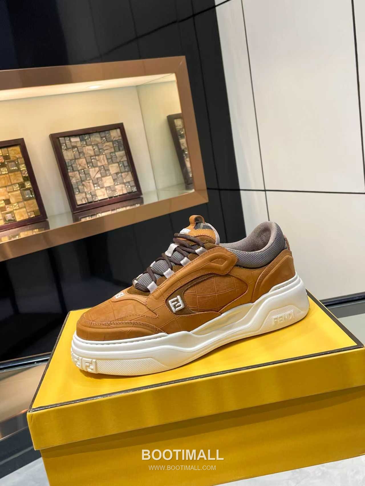 Fendi Force Full Grain Leather Platform Low Sneakers with FF Jacquard Logo Detail 펜디 포스 풀그레인 레더 플랫폼 로우 스니커즈 FF 자카드 로고 디테일 5cm 7