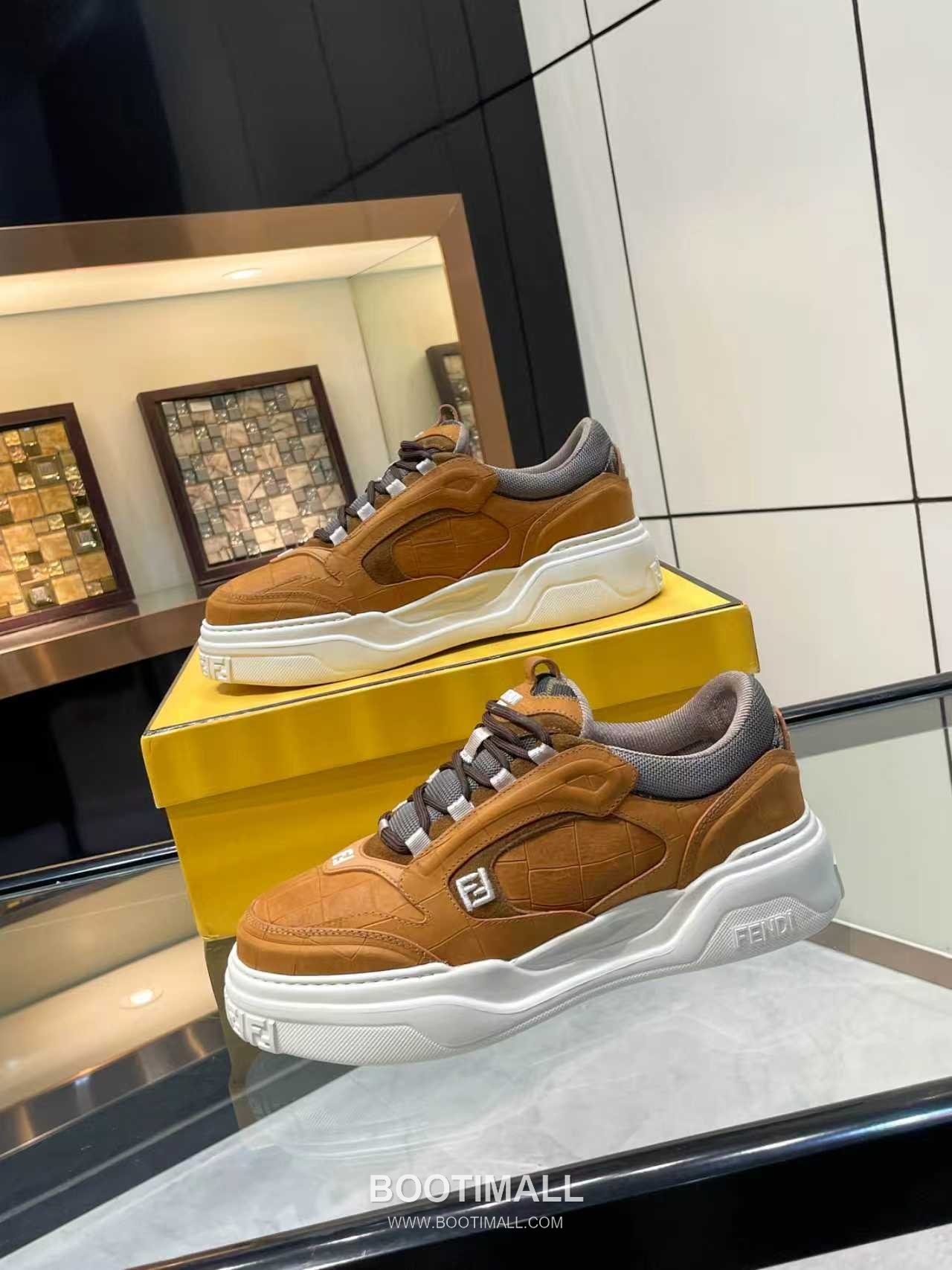 Fendi Force Full Grain Leather Platform Low Sneakers with FF Jacquard Logo Detail 펜디 포스 풀그레인 레더 플랫폼 로우 스니커즈 FF 자카드 로고 디테일 5cm 9