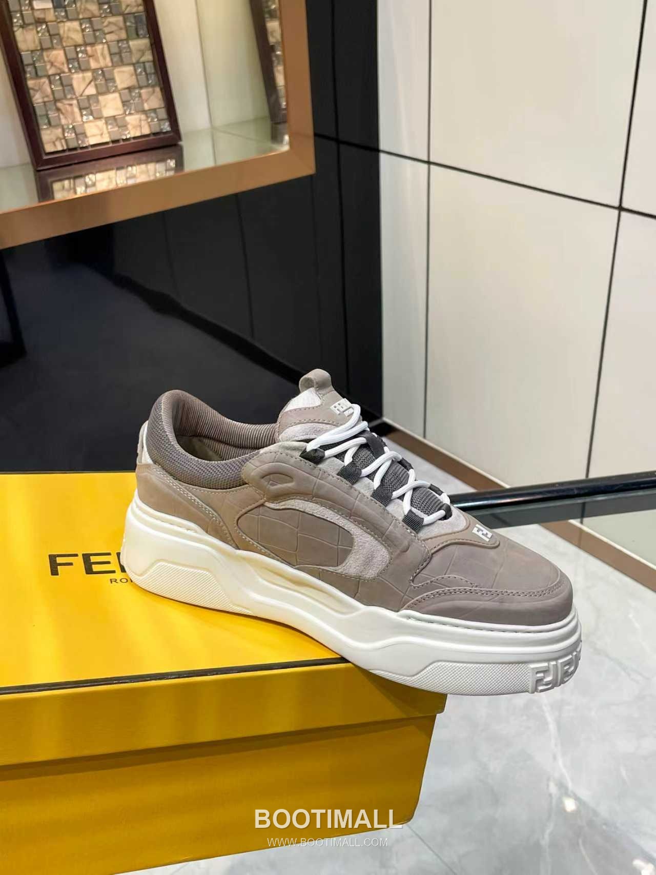 Fendi Force Full Grain Leather Platform Low Sneakers with FF Jacquard Logo Detail 펜디 포스 풀그레인 레더 플랫폼 로우 스니커즈 FF 자카드 로고 디테일 5cm 5