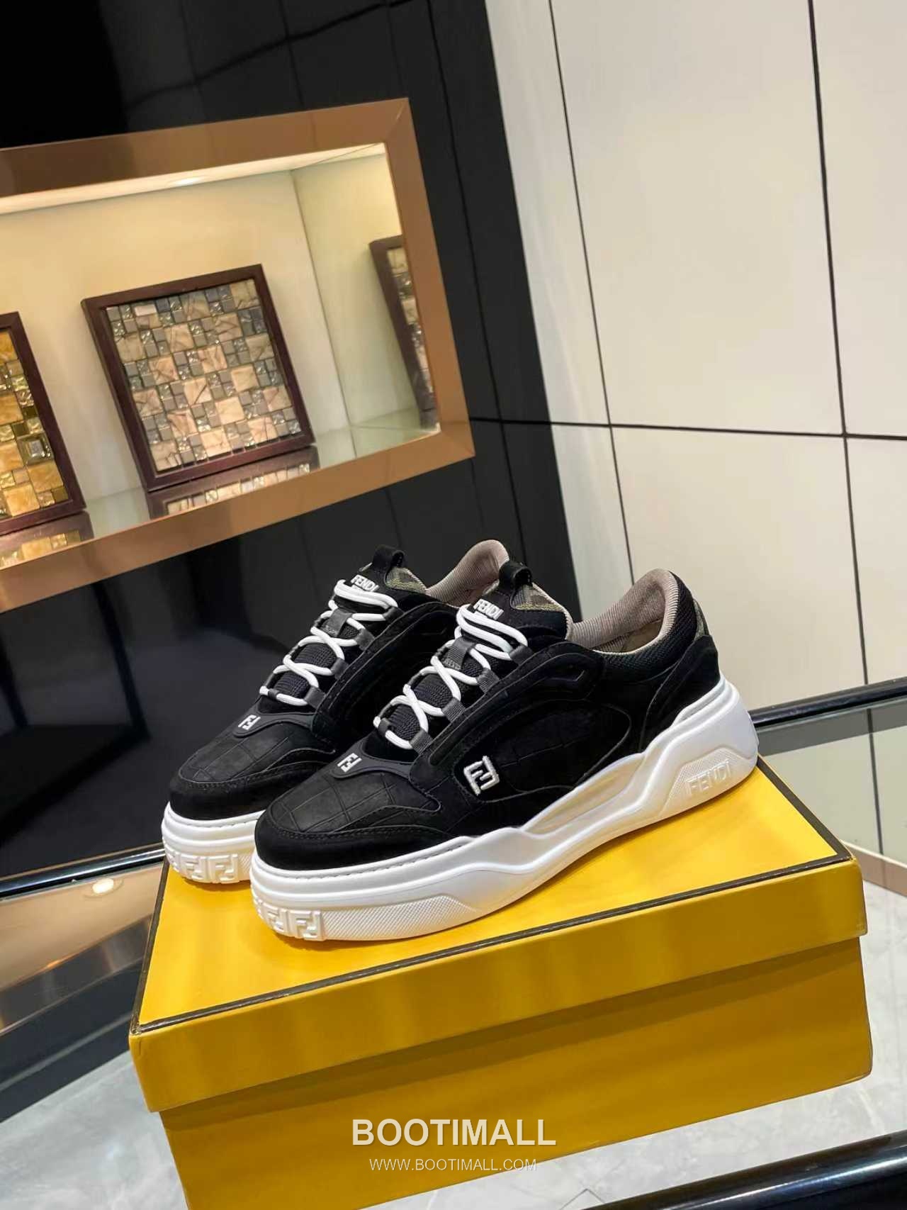 Fendi Force Full Grain Leather Platform Low Sneakers with FF Jacquard Logo Detail 펜디 포스 풀그레인 레더 플랫폼 로우 스니커즈 FF 자카드 로고 디테일 5cm 1