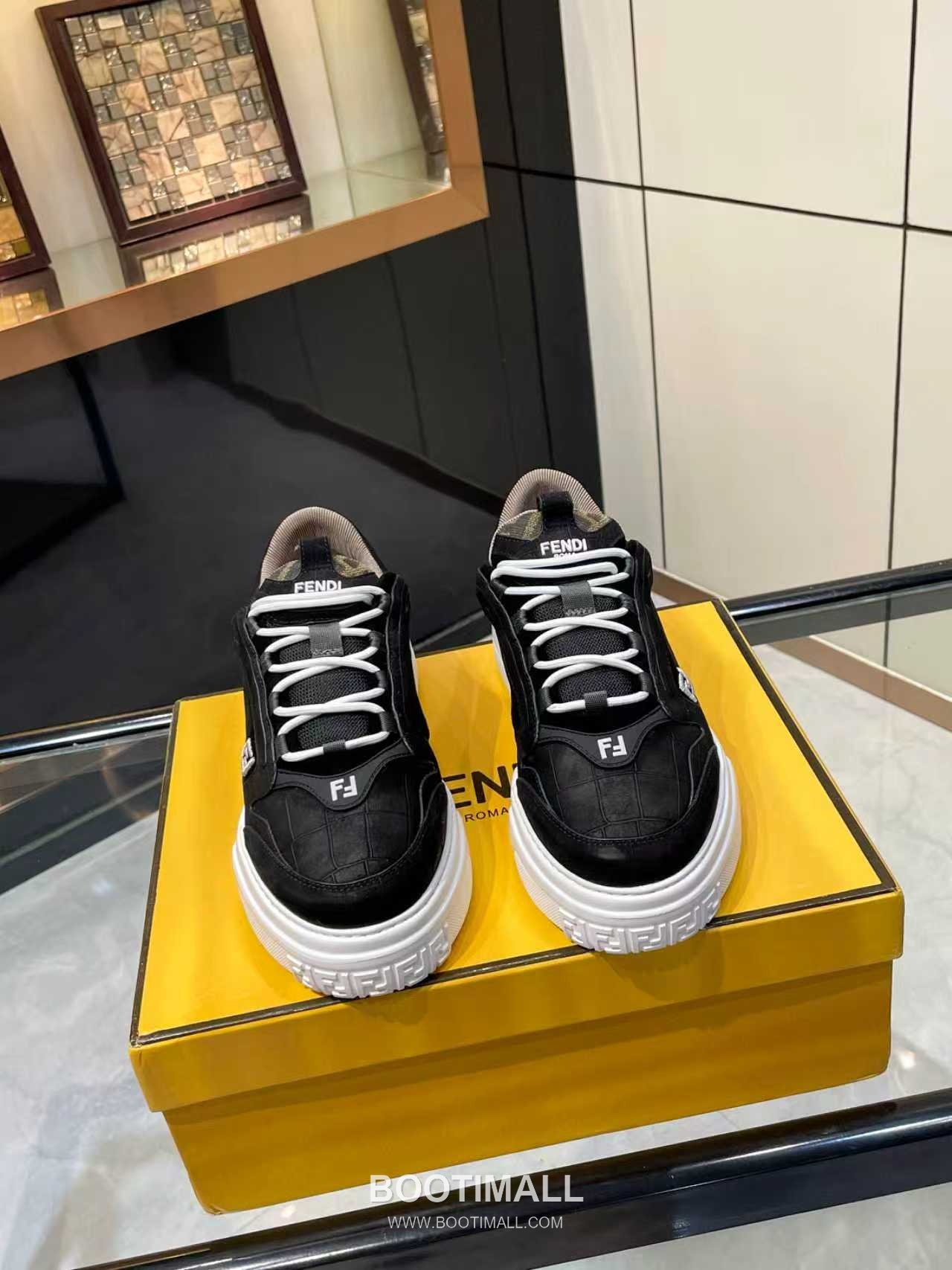 Fendi Force Full Grain Leather Platform Low Sneakers with FF Jacquard Logo Detail 펜디 포스 풀그레인 레더 플랫폼 로우 스니커즈 FF 자카드 로고 디테일 5cm 2