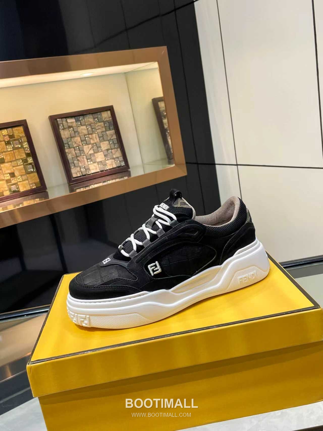 Fendi Force Full Grain Leather Platform Low Sneakers with FF Jacquard Logo Detail 펜디 포스 풀그레인 레더 플랫폼 로우 스니커즈 FF 자카드 로고 디테일 5cm 5