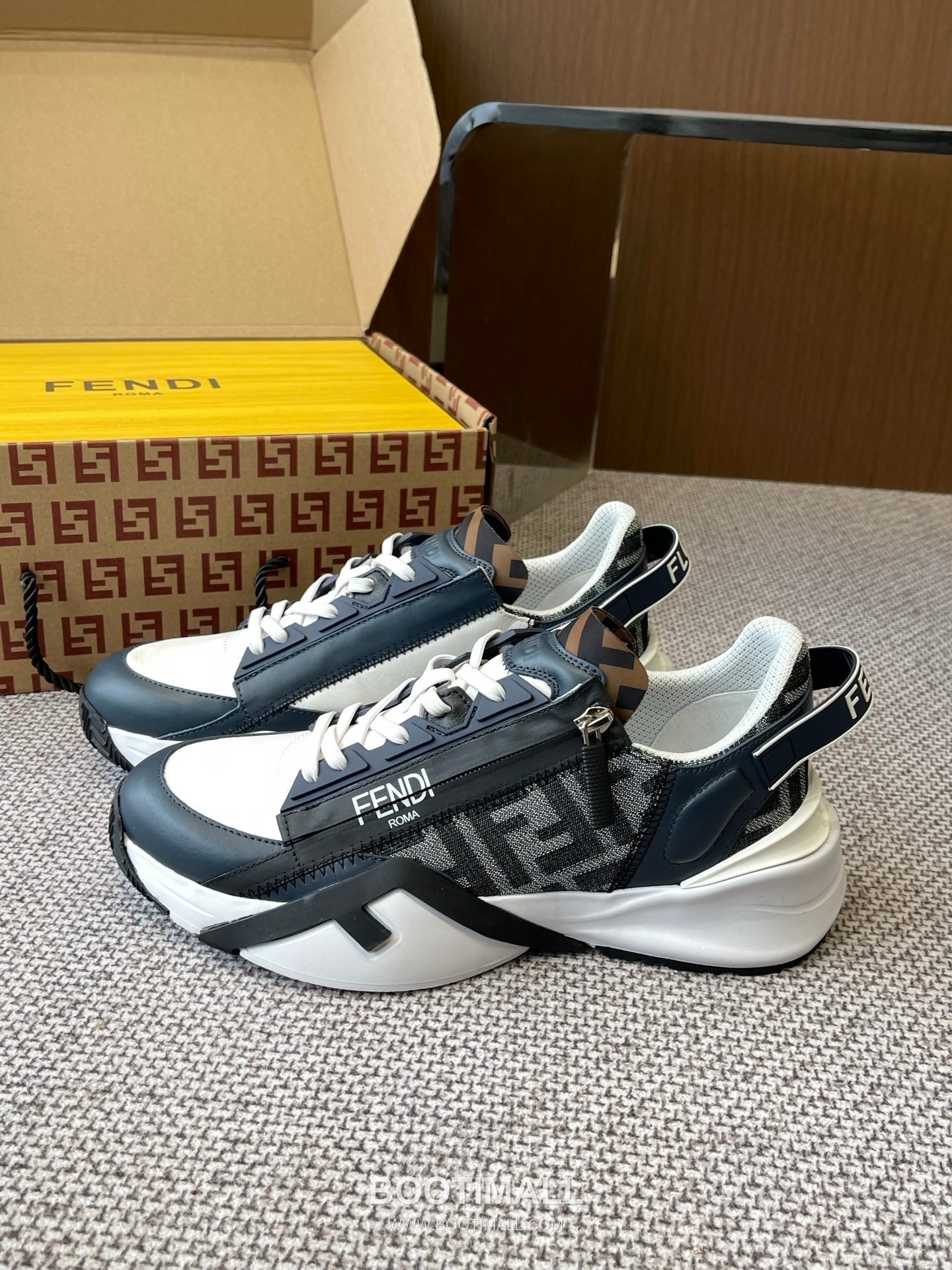 Fendi Flow Suede Mesh Slip-On Sneakers with Elastic Band Side Zip EVA Sole Detail 펜디 플로우 스웨이드 메쉬 슬립온 스니커즈 엘라스틱 밴드 사이드 지퍼 EVA 솔 디테일 3cm 2