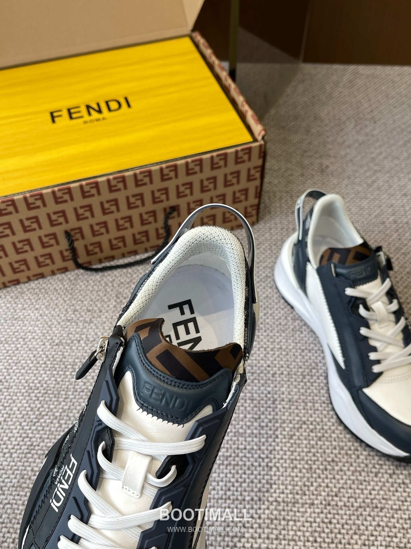 Fendi Flow Suede Mesh Slip-On Sneakers with Elastic Band Side Zip EVA Sole Detail 펜디 플로우 스웨이드 메쉬 슬립온 스니커즈 엘라스틱 밴드 사이드 지퍼 EVA 솔 디테일 3cm 3