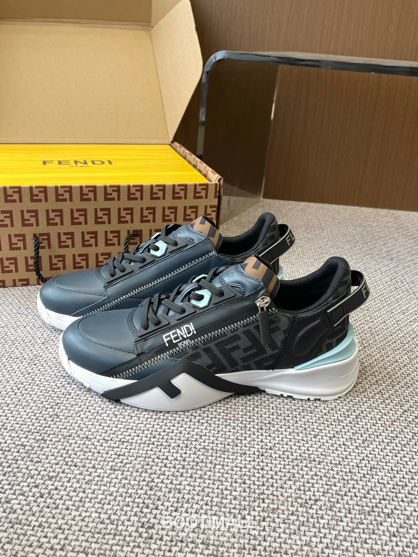 Fendi Flow Suede Mesh Slip-On Sneakers with Elastic Band Side Zip EVA Sole Detail 펜디 플로우 스웨이드 메쉬 슬립온 스니커즈 엘라스틱 밴드 사이드 지퍼 EVA 솔 디테일 3cm 2