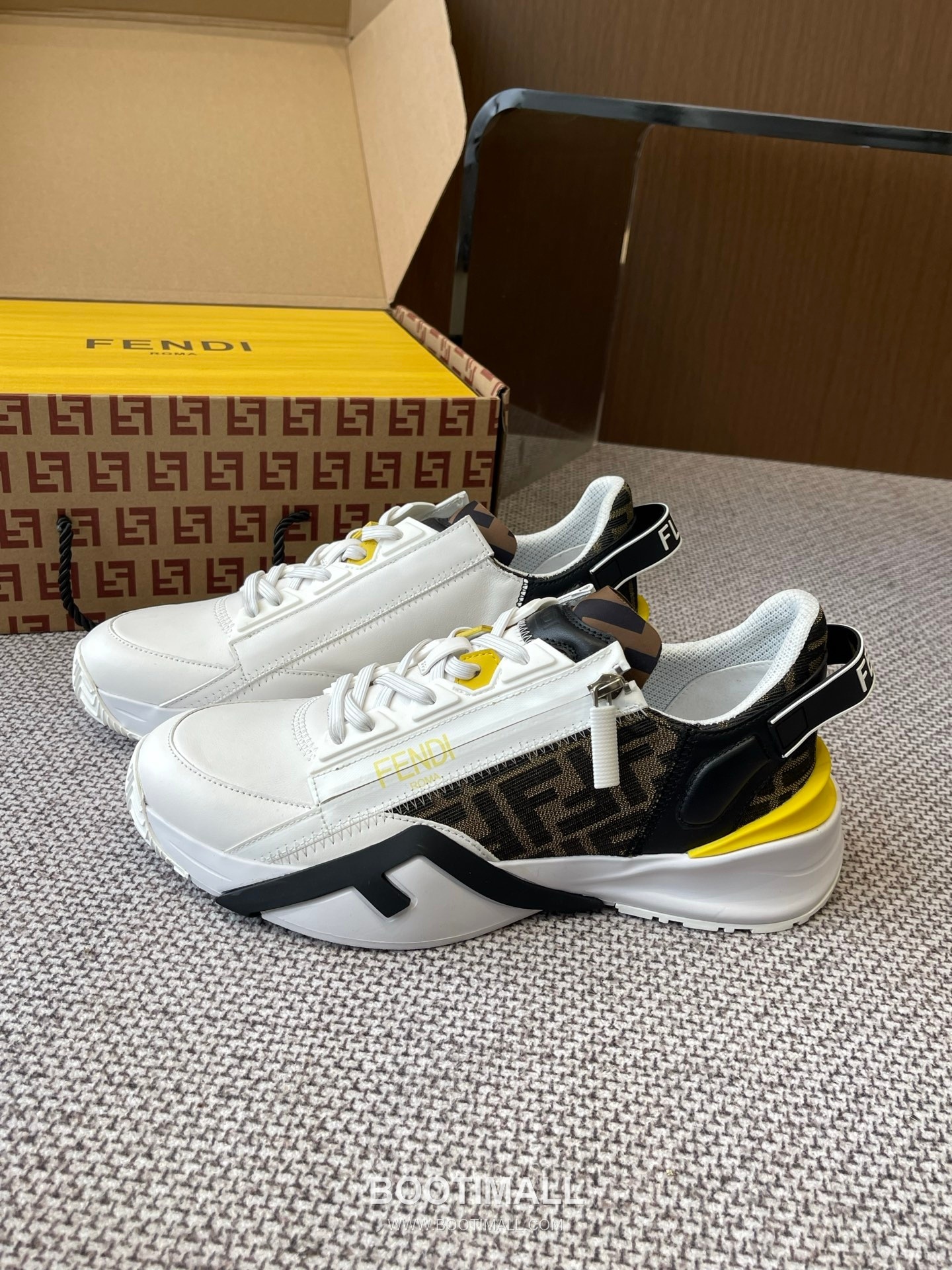 Fendi Flow Suede Mesh Slip-On Sneakers with Elastic Band Side Zip EVA Sole Detail 펜디 플로우 스웨이드 메쉬 슬립온 스니커즈 엘라스틱 밴드 사이드 지퍼 EVA 솔 디테일 3cm 2