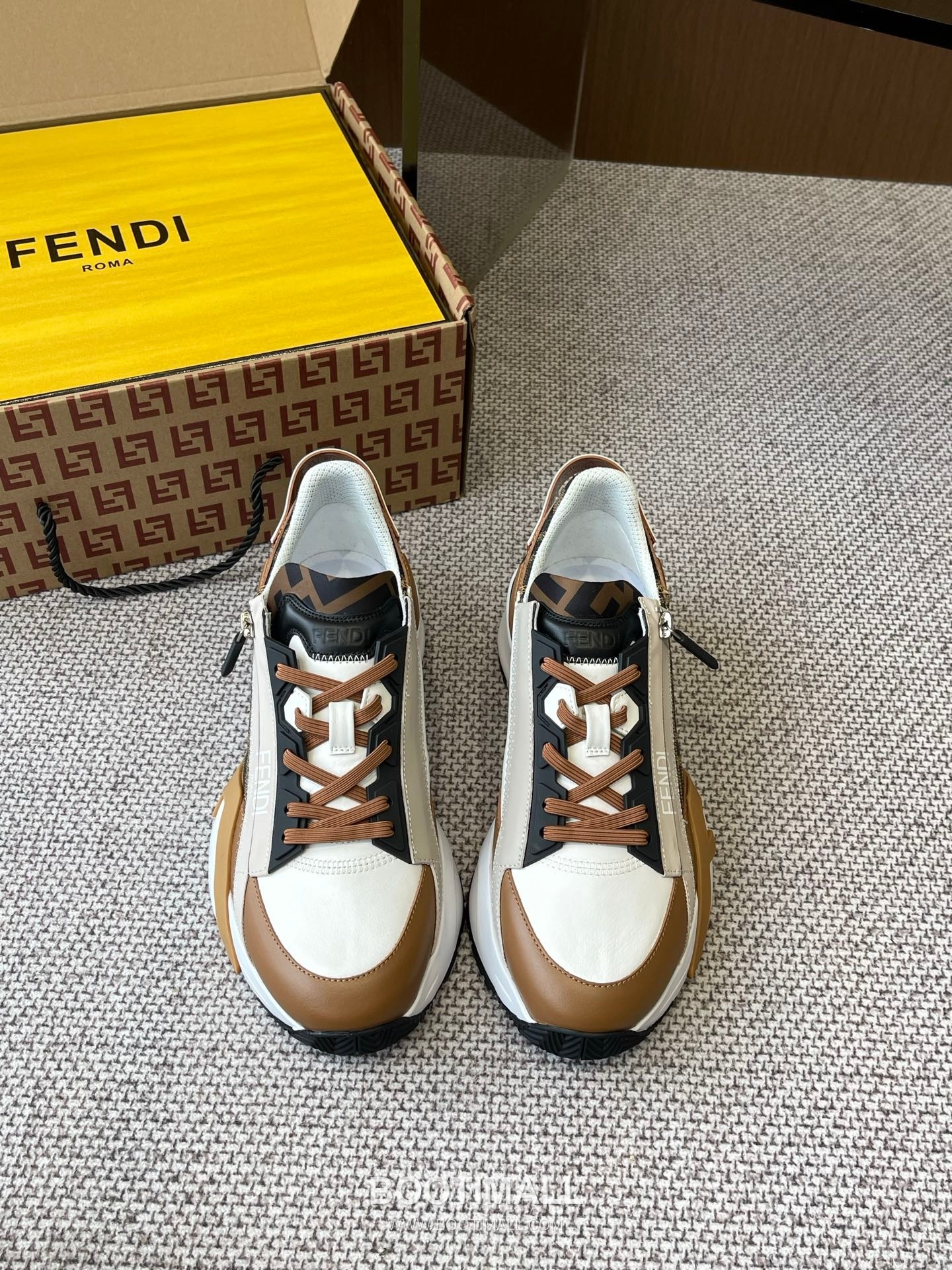 Fendi Flow Suede Mesh Slip-On Sneakers with Elastic Band Side Zip EVA Sole Detail 펜디 플로우 스웨이드 메쉬 슬립온 스니커즈 엘라스틱 밴드 사이드 지퍼 EVA 솔 디테일 3cm 1