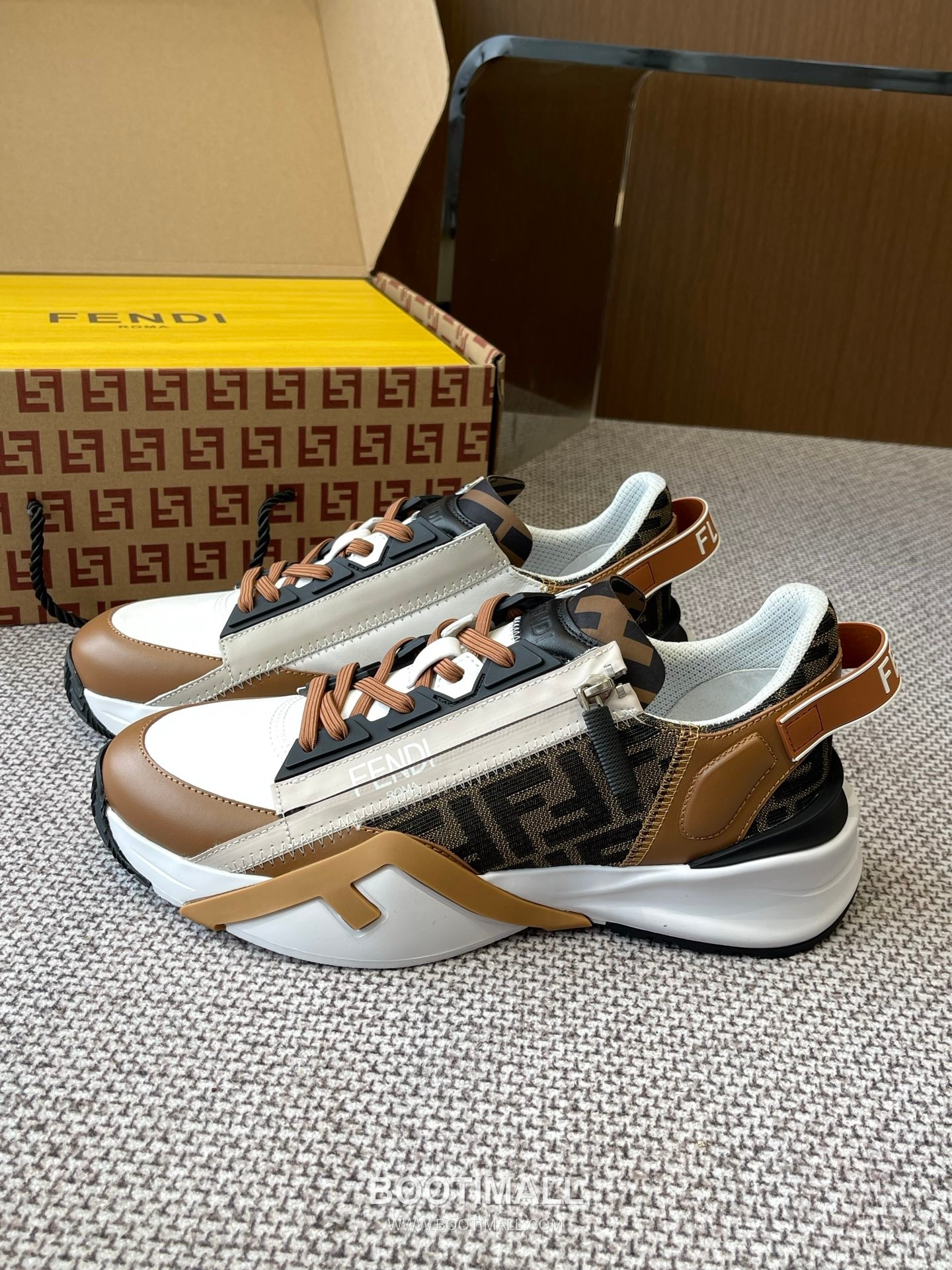 Fendi Flow Suede Mesh Slip-On Sneakers with Elastic Band Side Zip EVA Sole Detail 펜디 플로우 스웨이드 메쉬 슬립온 스니커즈 엘라스틱 밴드 사이드 지퍼 EVA 솔 디테일 3cm 2