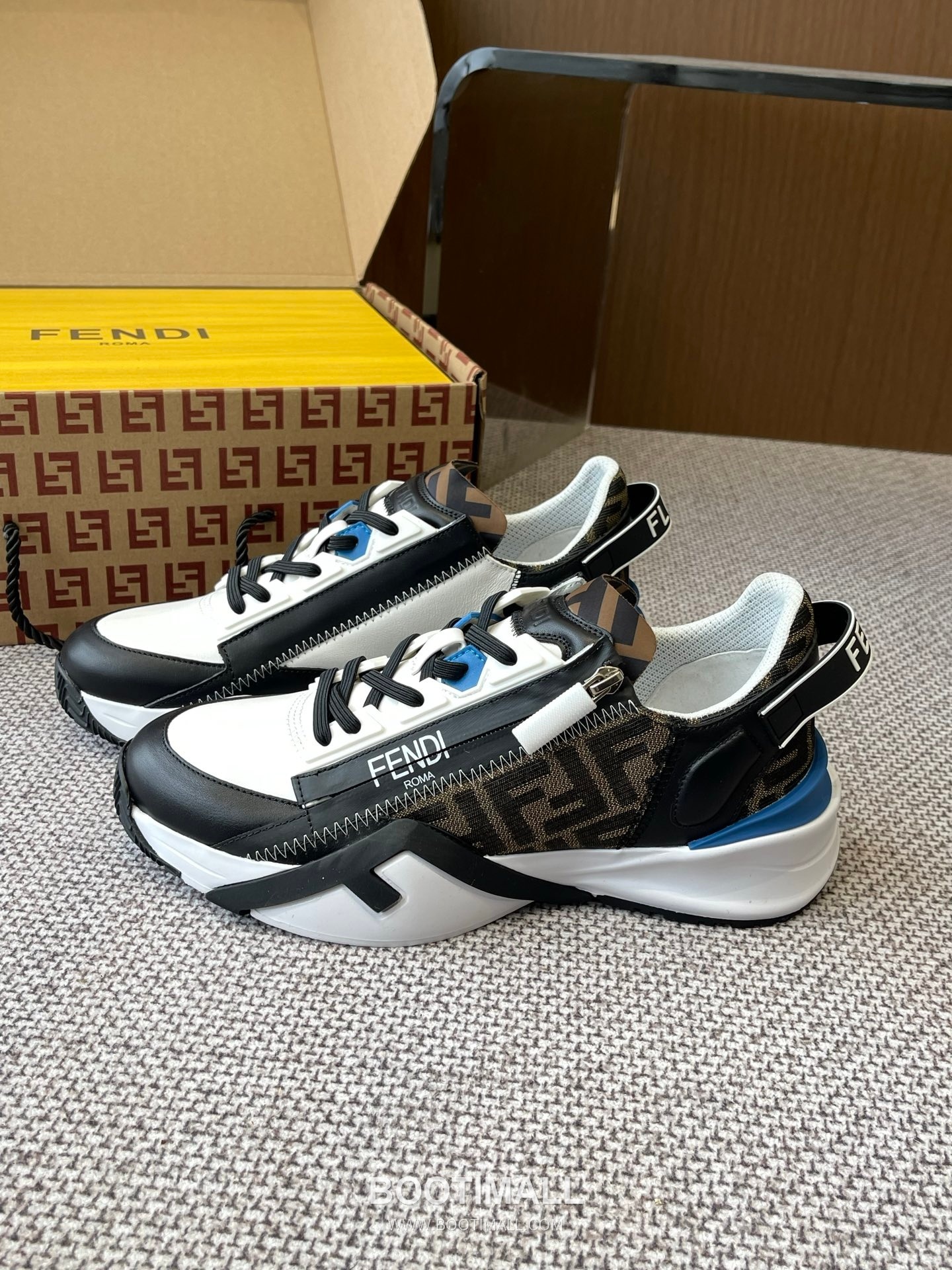 Fendi Flow Suede Mesh Slip-On Sneakers with Elastic Band Side Zip EVA Sole Detail 펜디 플로우 스웨이드 메쉬 슬립온 스니커즈 엘라스틱 밴드 사이드 지퍼 EVA 솔 디테일 3cm 2